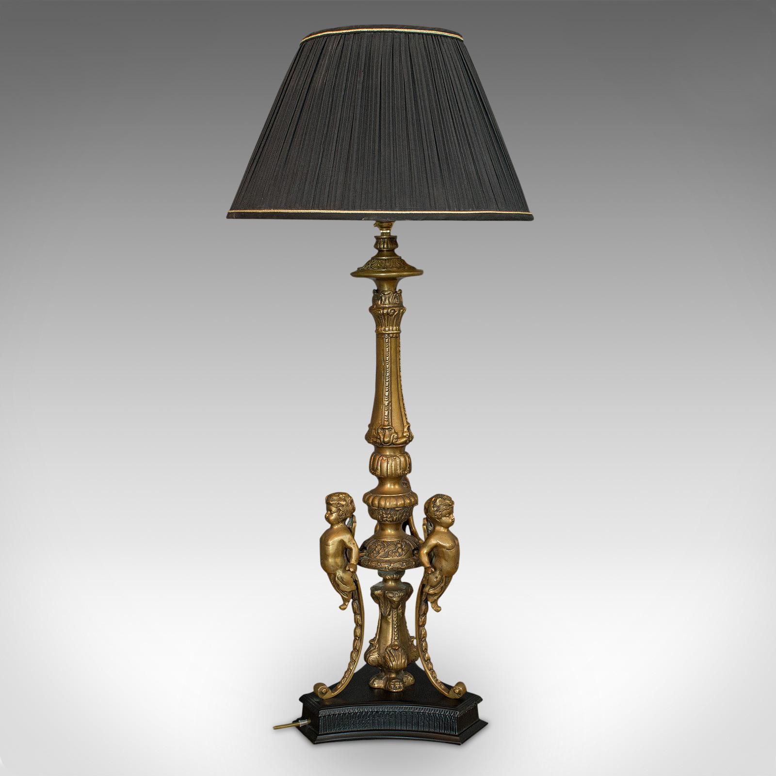 Vintage Table Top Lamp, Gilt Metal, Cherubic Light, 20th Century, circa 1990 In Good Condition For Sale In Hele, Devon, GB