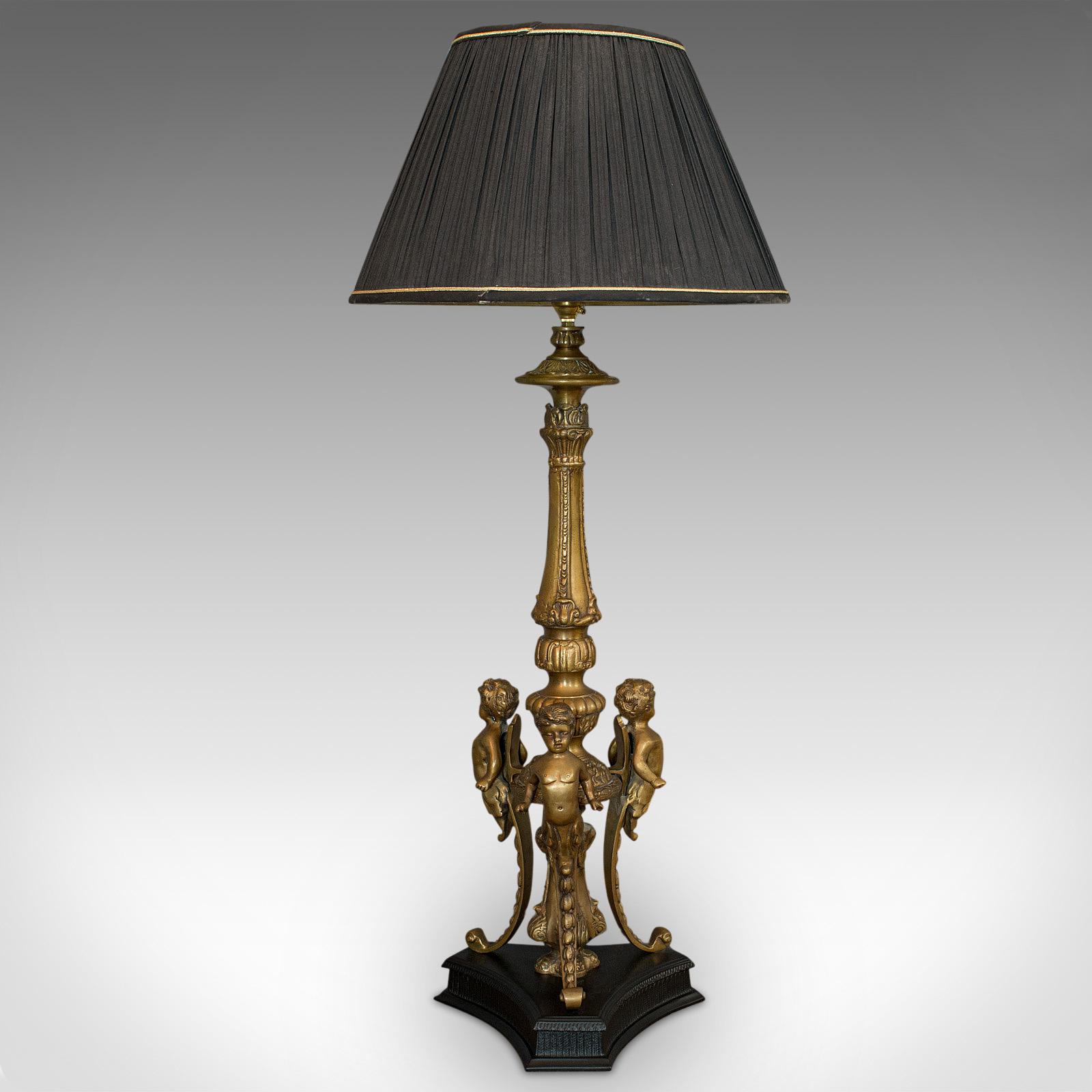 Vintage Table Top Lamp, Gilt Metal, Cherubic Light, 20th Century, circa 1990 For Sale 1