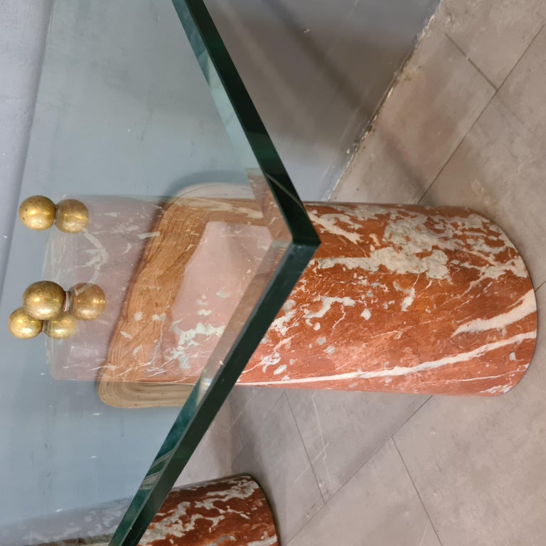 Vintage Table with Red Marble Legs For Sale 3