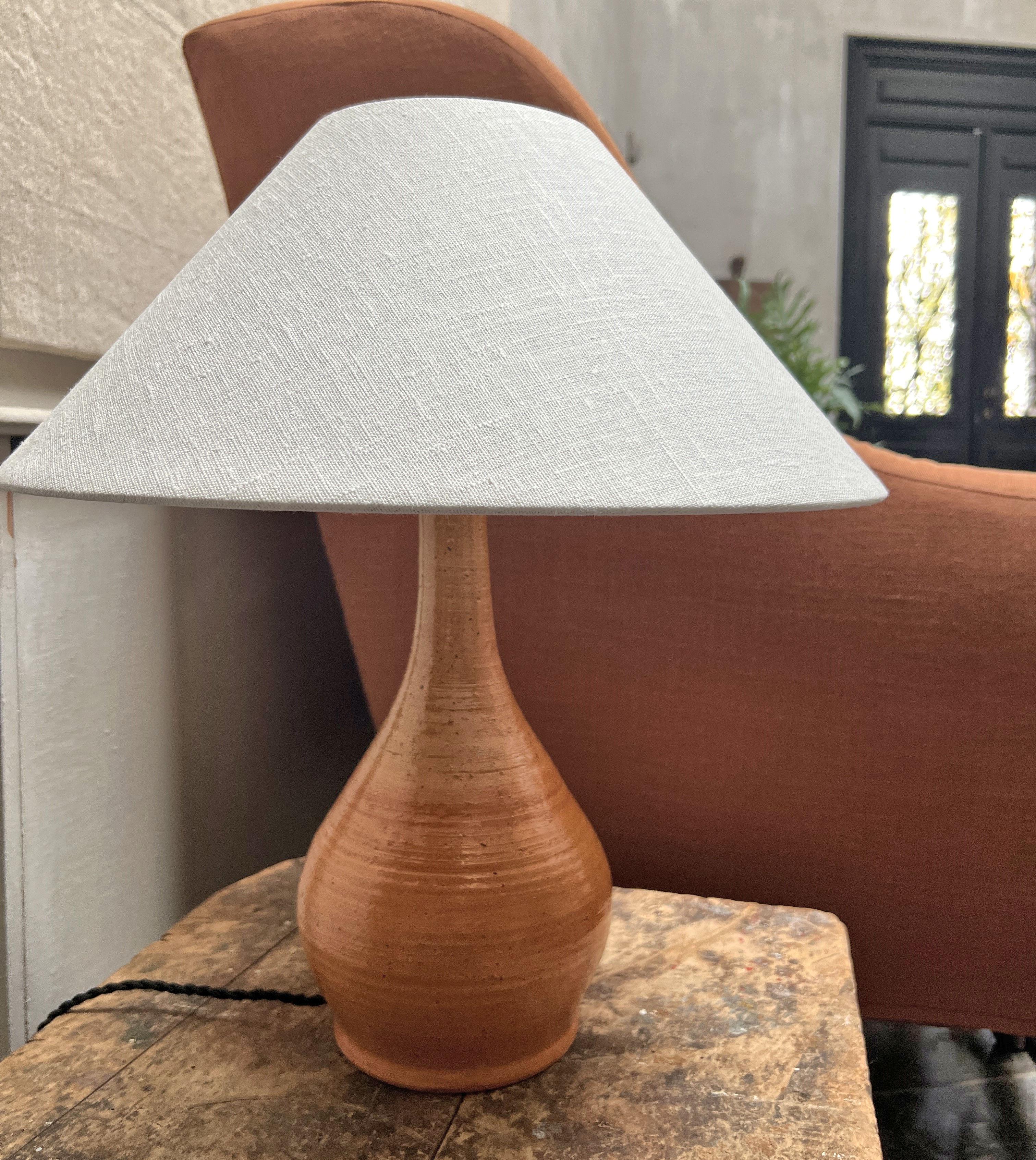 Vintage-Tischlampe aus Keramik in Orange im Angebot 4