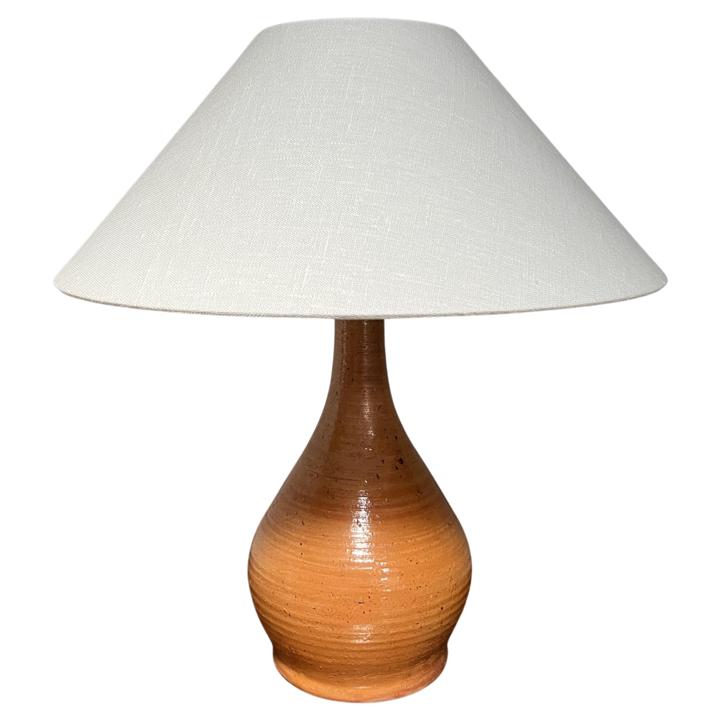 Vintage-Tischlampe aus Keramik in Orange im Angebot