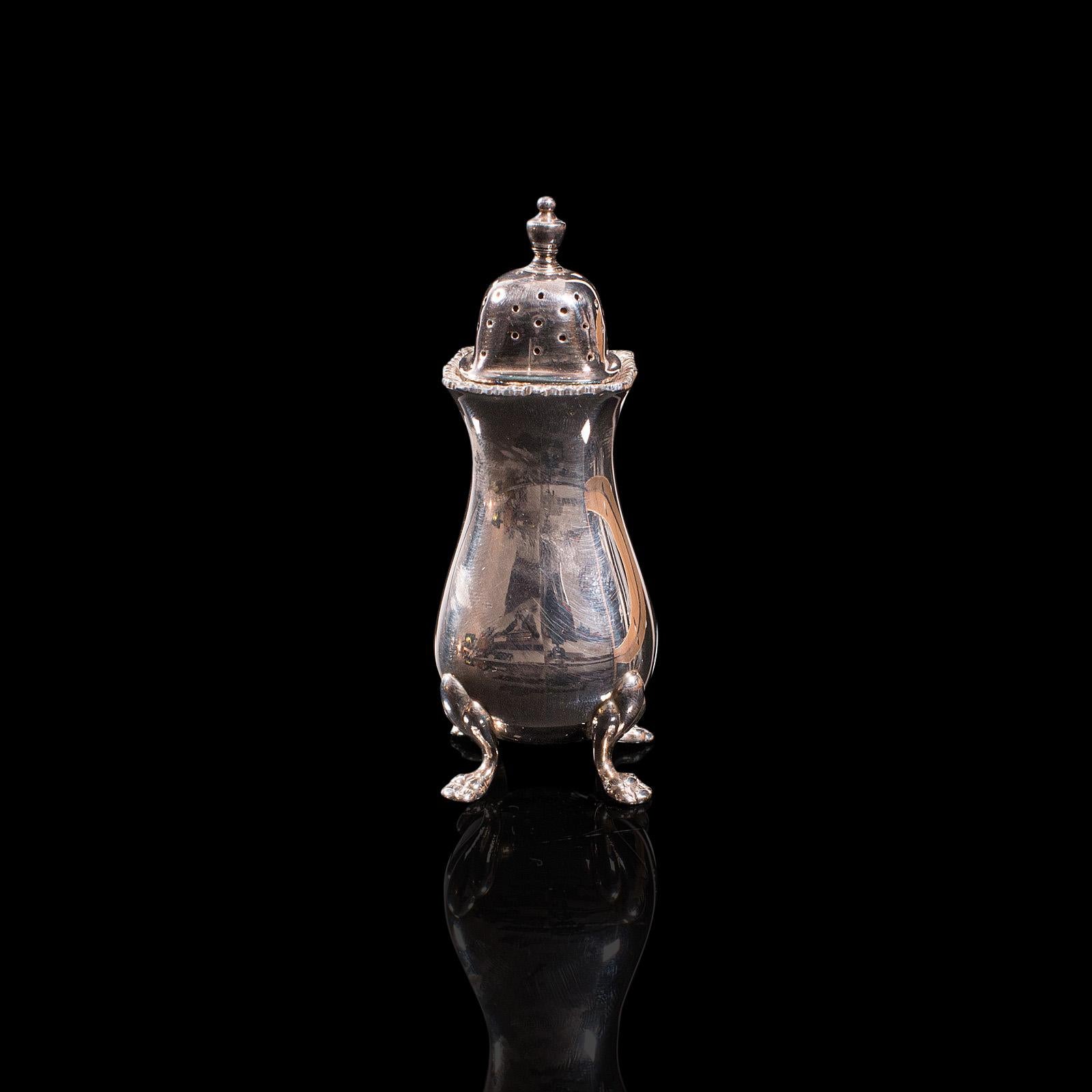Ensemble de vaisselle vintage anglais, plaqué argent, pot à moutarde, poivrière, milieu du 20e siècle en vente 3