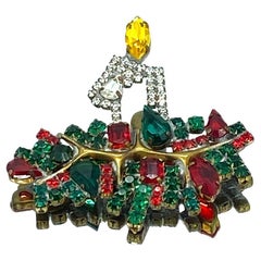 Used Taboo Rhinestone Yule Candle Brooch