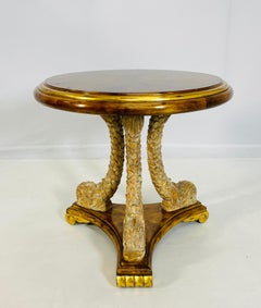 Vintage Tabouret Table With Dolphin Design & Gold Accents