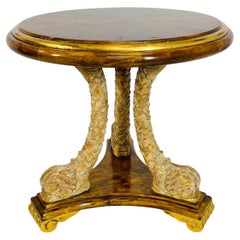 Vintage Tabouret Table With Dolphin Design & Gold Accents