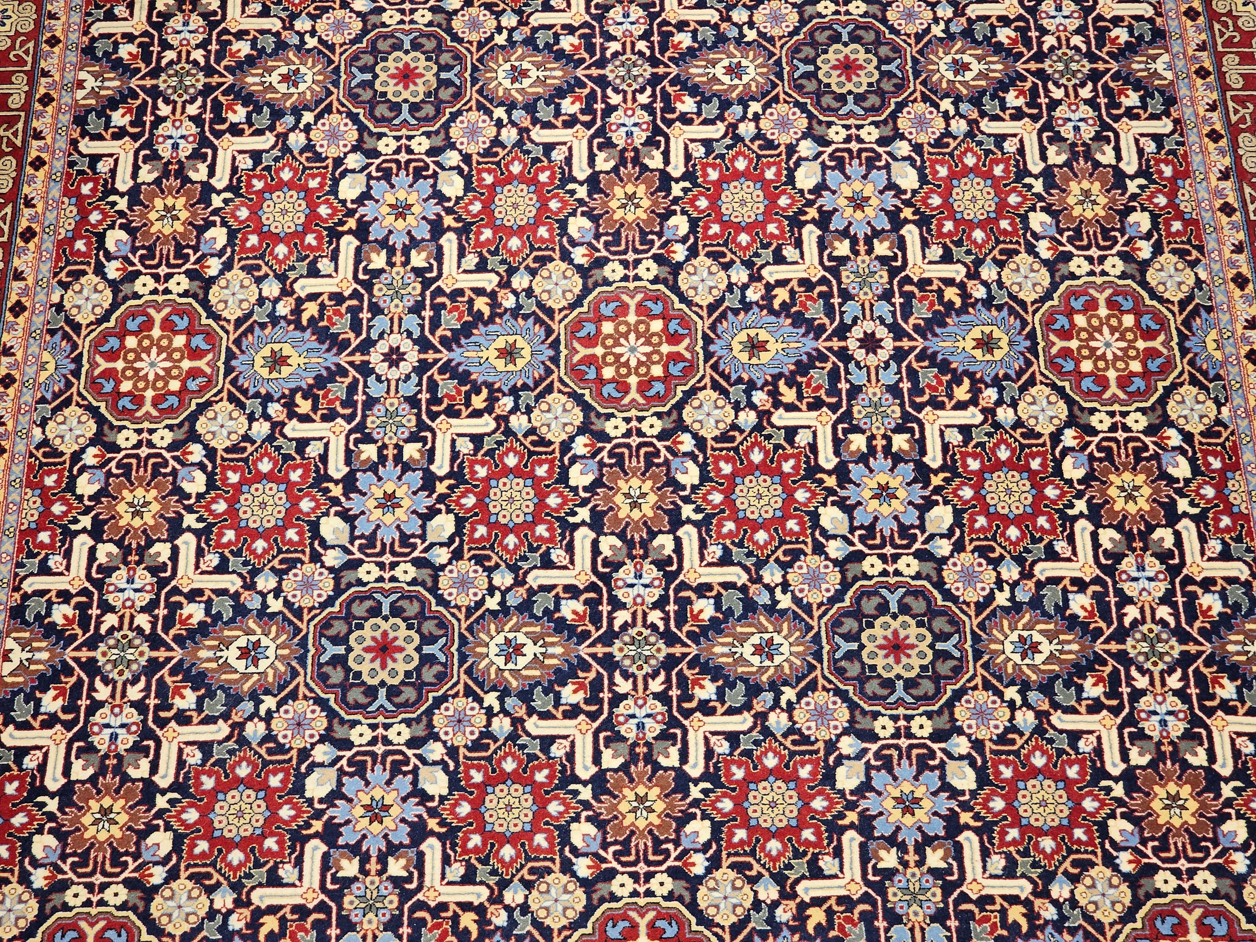 Persischer Täbris-Teppich in Zimmergröße aus Allover Afshan mit geometrischem Muster, Vintage im Angebot 1