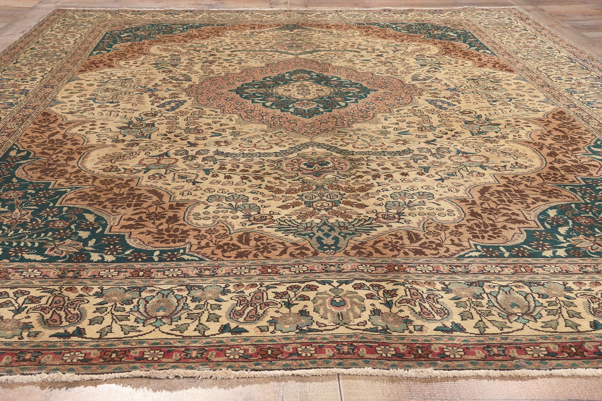 Vintage Persian Tabriz Rug, Warm Opulence Meets Traditional Sensibility For Sale 2