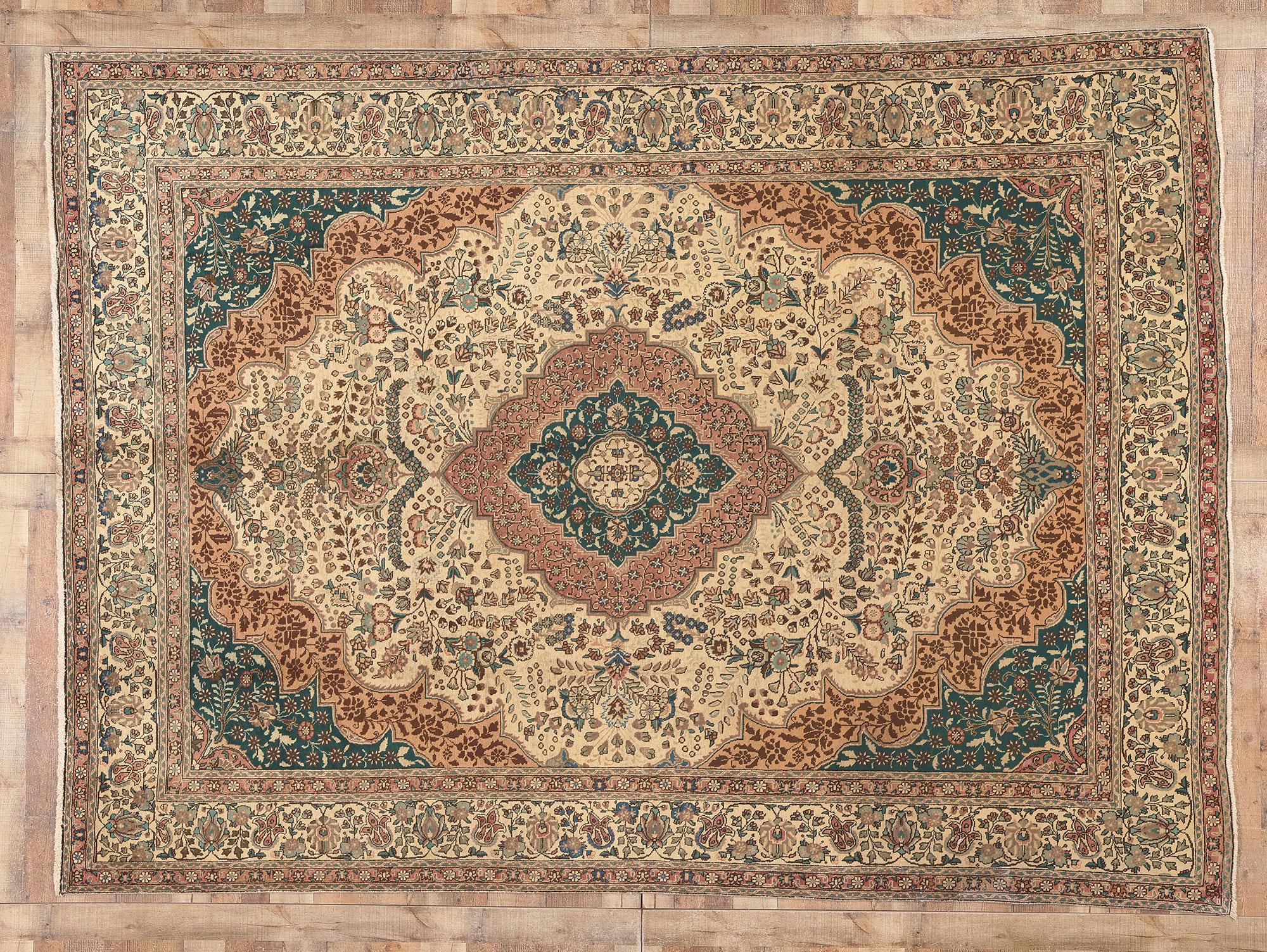 Vintage Persian Tabriz Rug, Warm Opulence Meets Traditional Sensibility For Sale 3