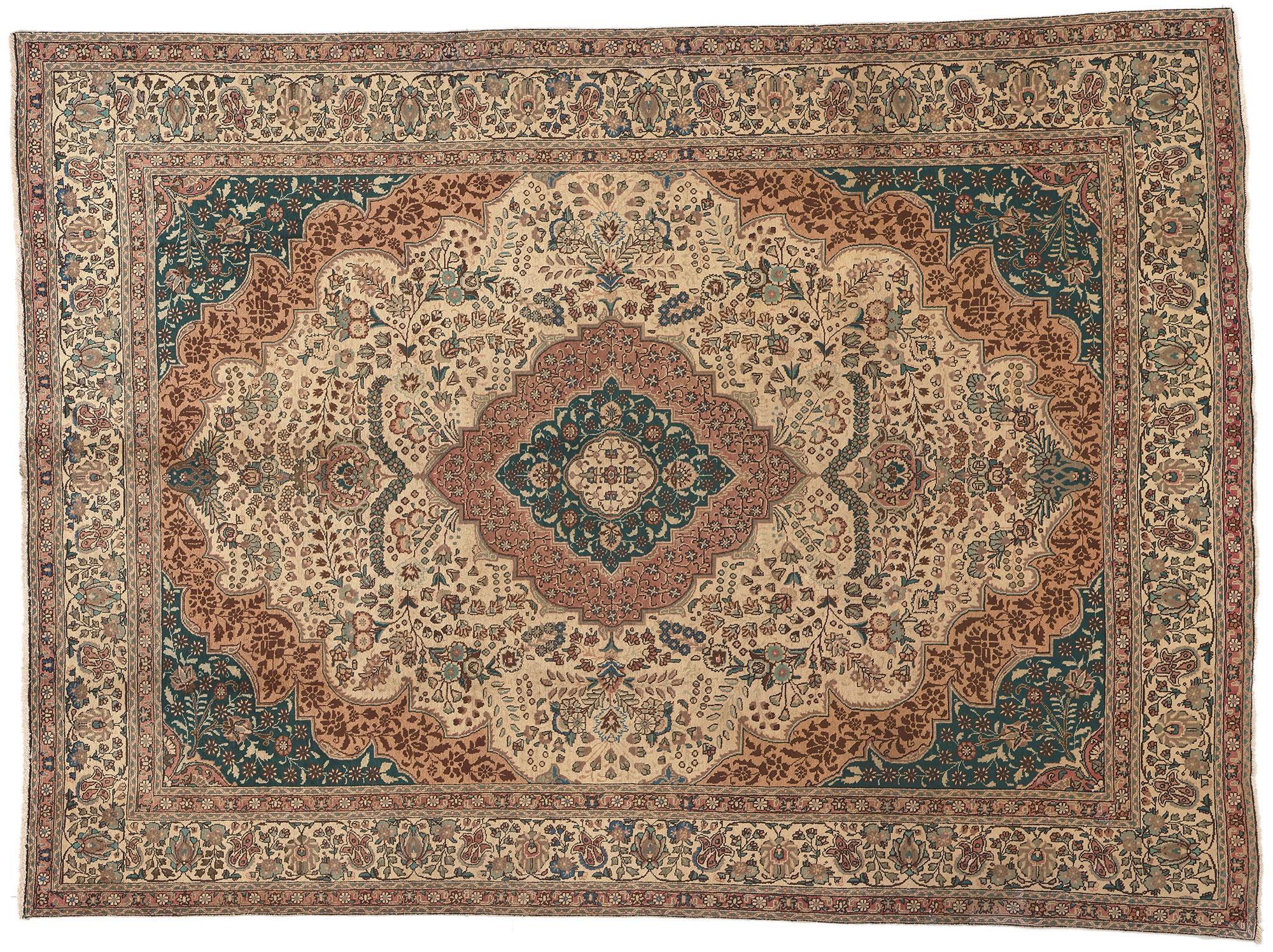 Vintage Persian Tabriz Rug, Warm Opulence Meets Traditional Sensibility For Sale 4