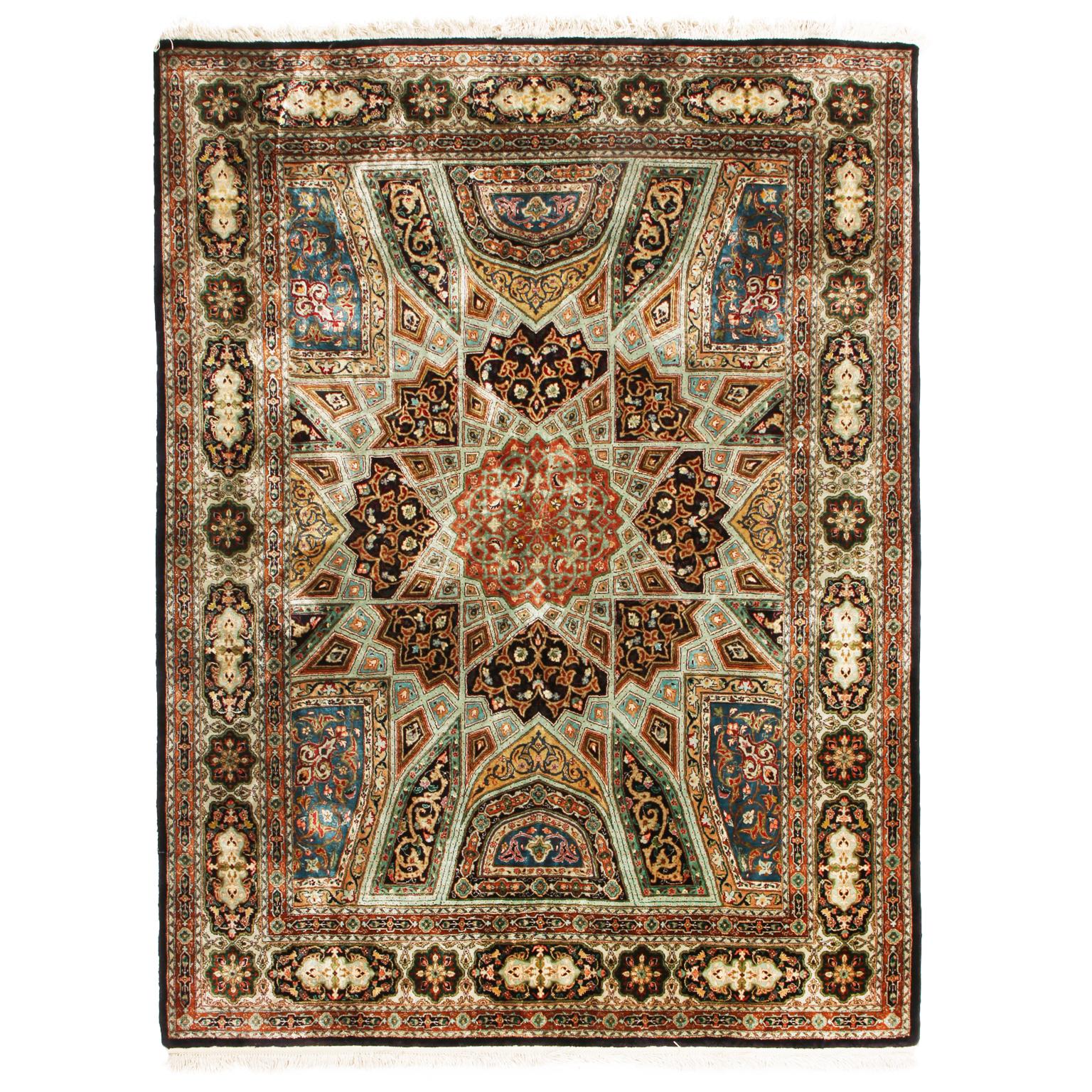 Vintage Tabriz Beige, Brown Persian Rug Unique Medallion Design by Rug & Kilim For Sale 2