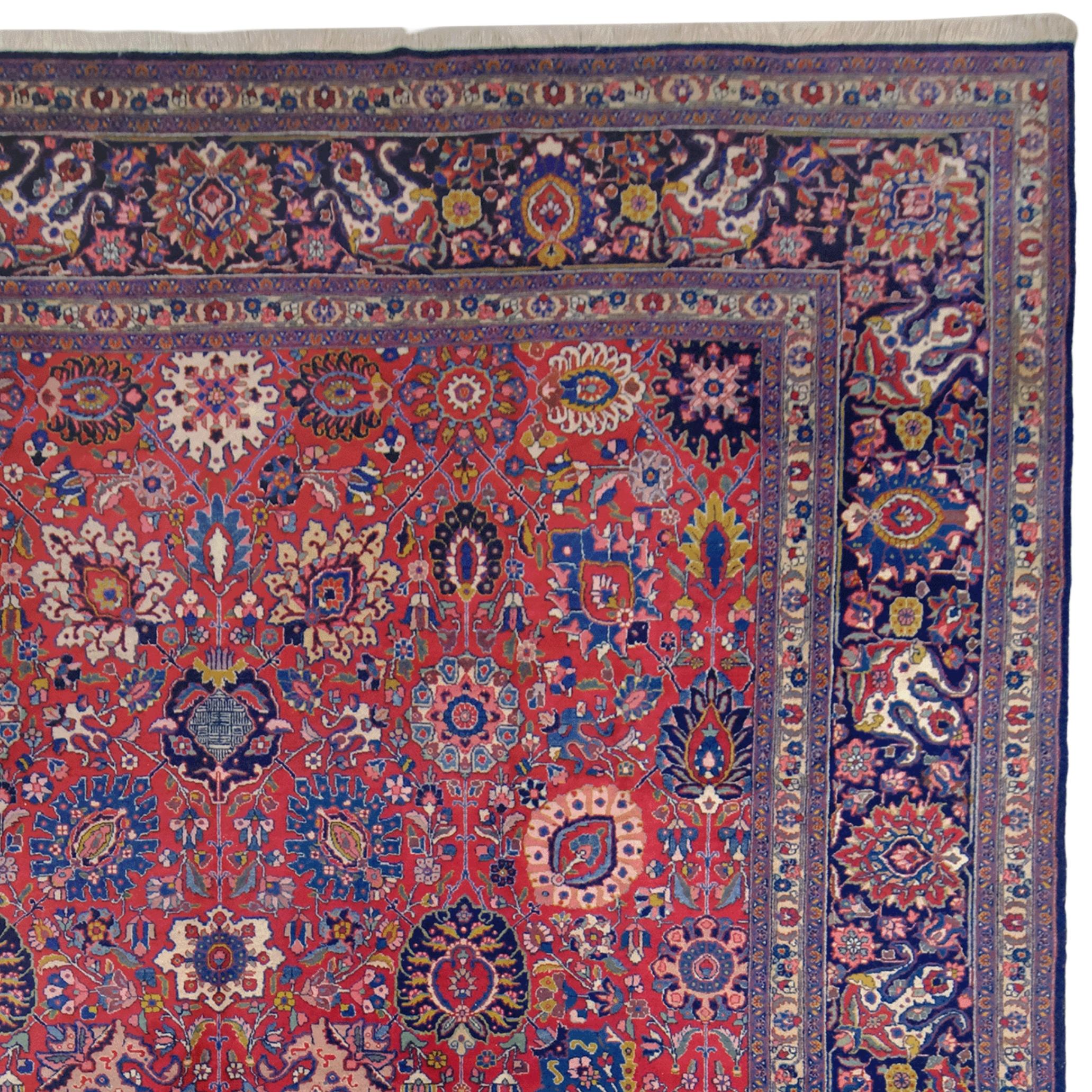Hand-Woven Vintage Tabriz Carpet - 20th Century For Sale