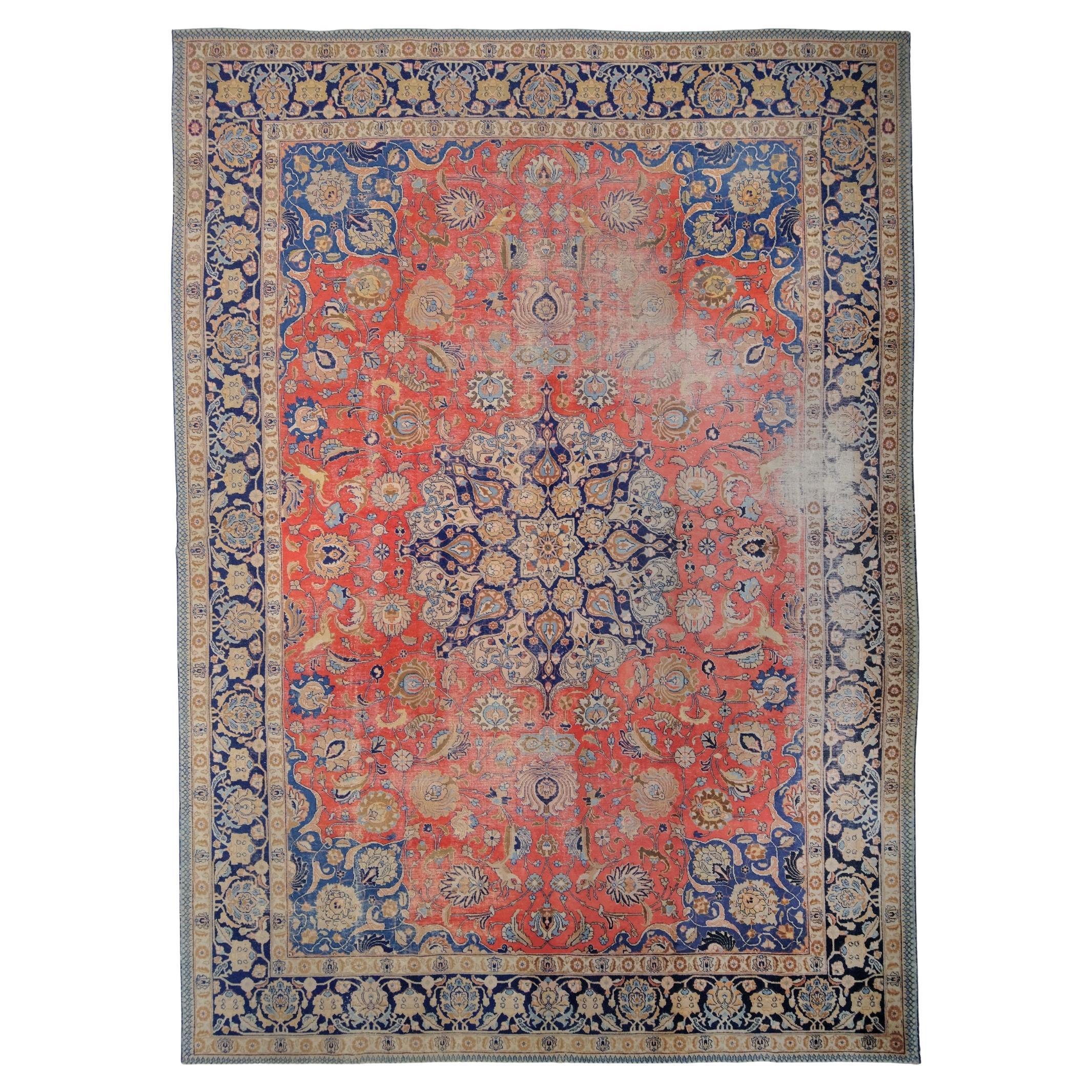 Vintage Tabriz Carpet - 20th Century Tabriz Carpet