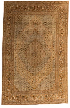 Vintage Tabriz Carpet in Neutral Taupe Palette