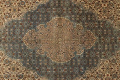 Vintage Handwoven Tabriz Carpet, Wool, Soft Blue & Ivory, Mid-Century