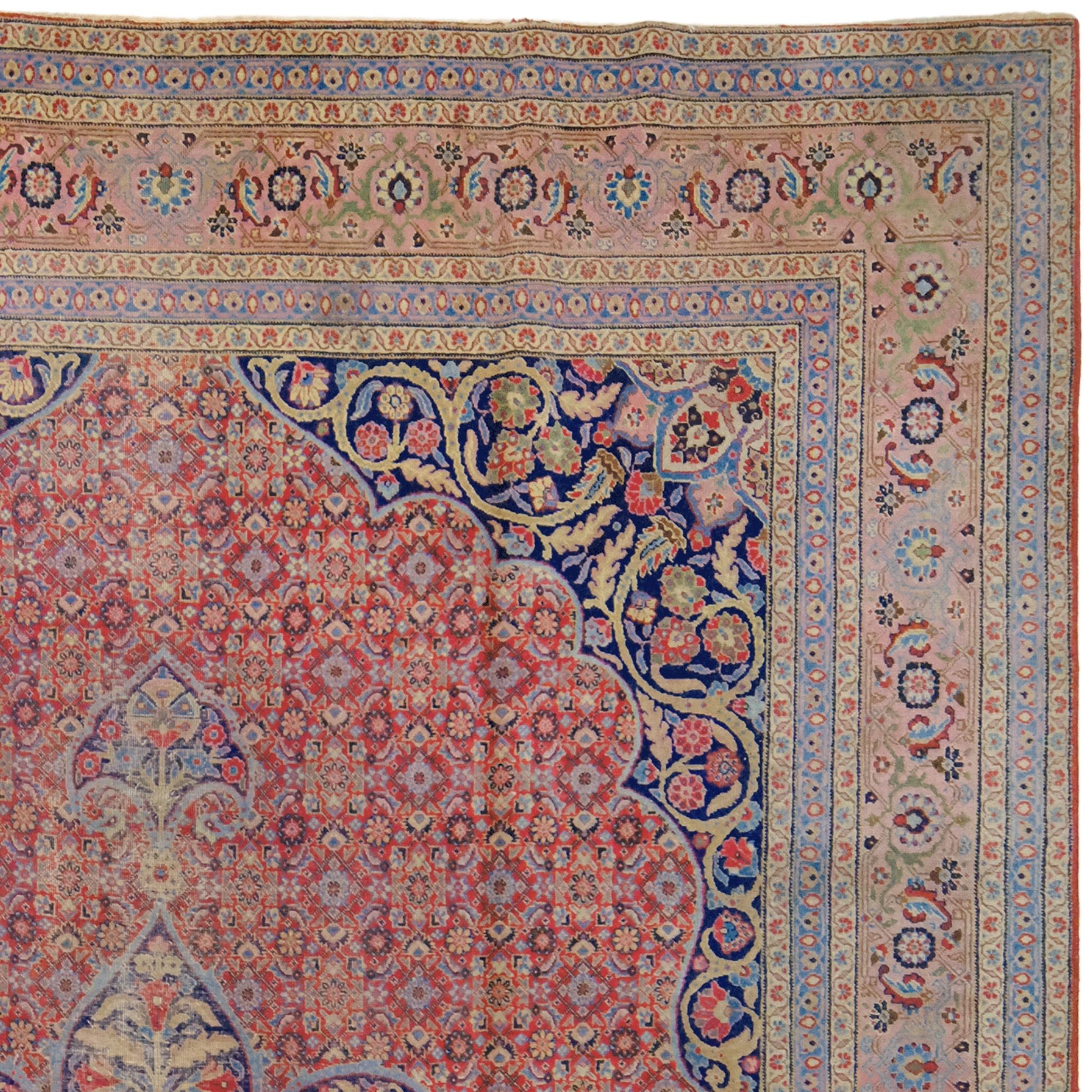 Hand-Woven Vintage Tabriz Carpet - Large Tabriz Carpet For Sale
