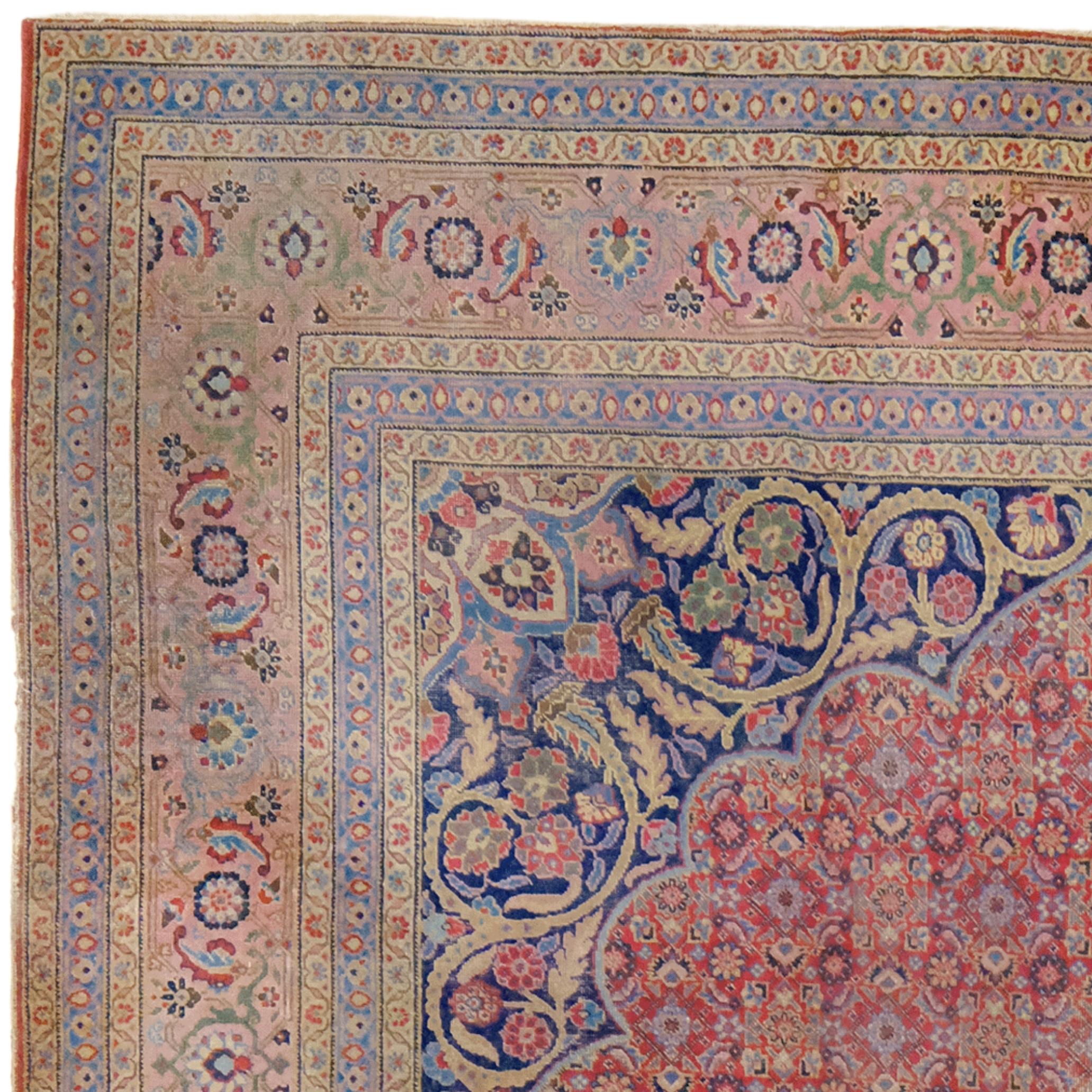 20th Century Vintage Tabriz Carpet - Large Tabriz Carpet For Sale