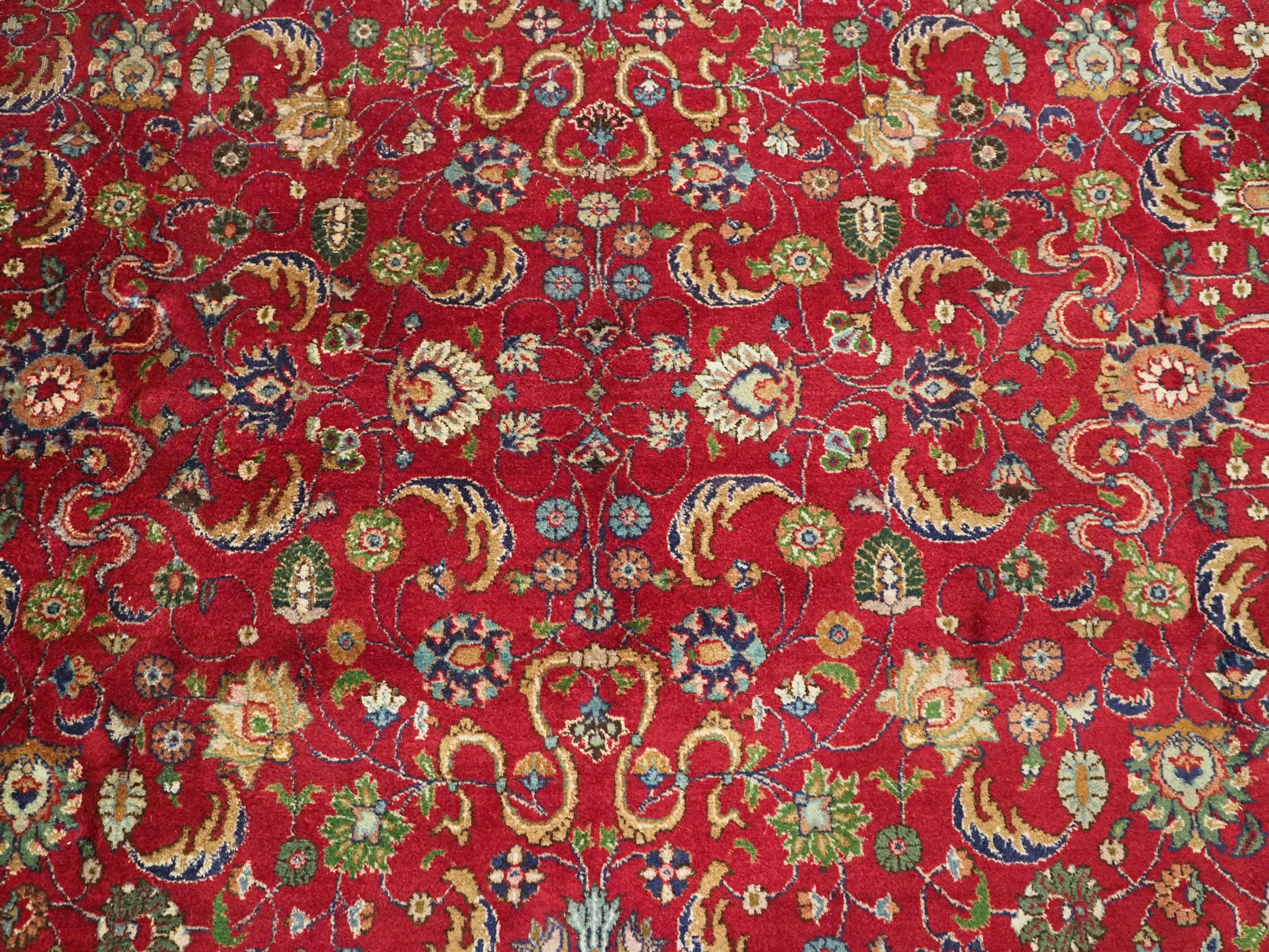 Vintage Tabriz carpet of traditional all over design in large room size. For Sale 4