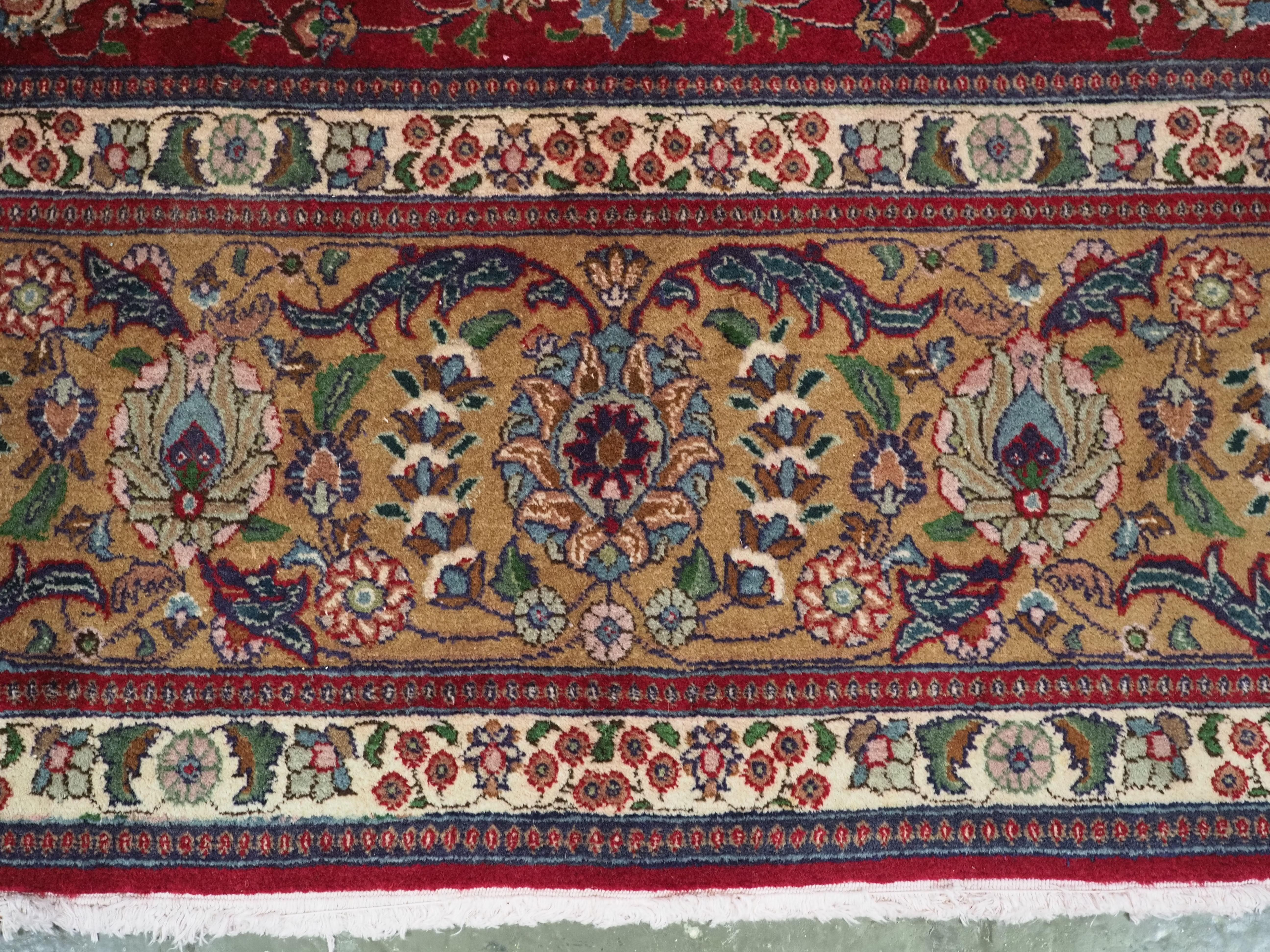 Vintage Tabriz carpet of traditional all over design in large room size. For Sale 8