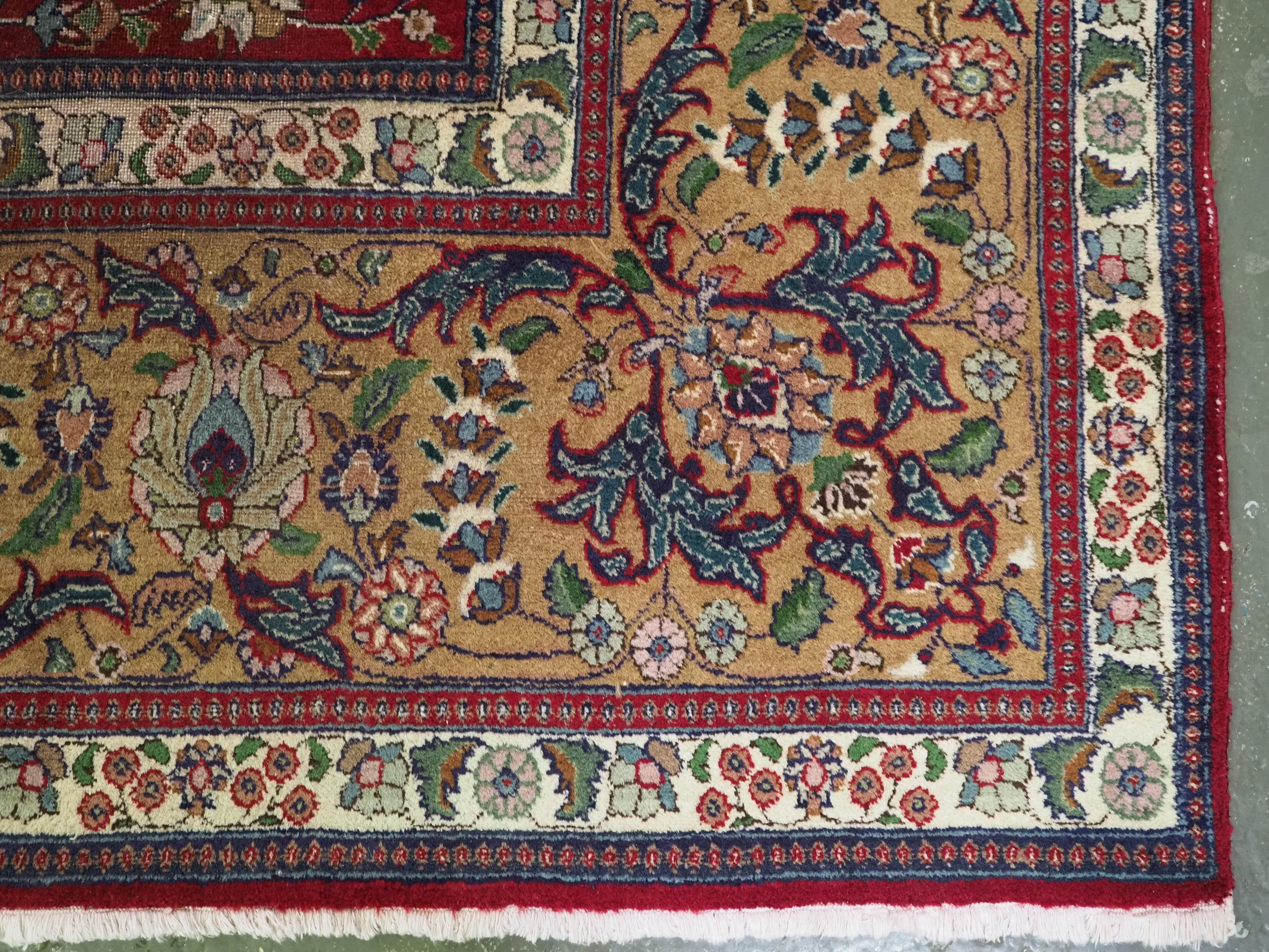 Vintage Tabriz carpet of traditional all over design in large room size. For Sale 9
