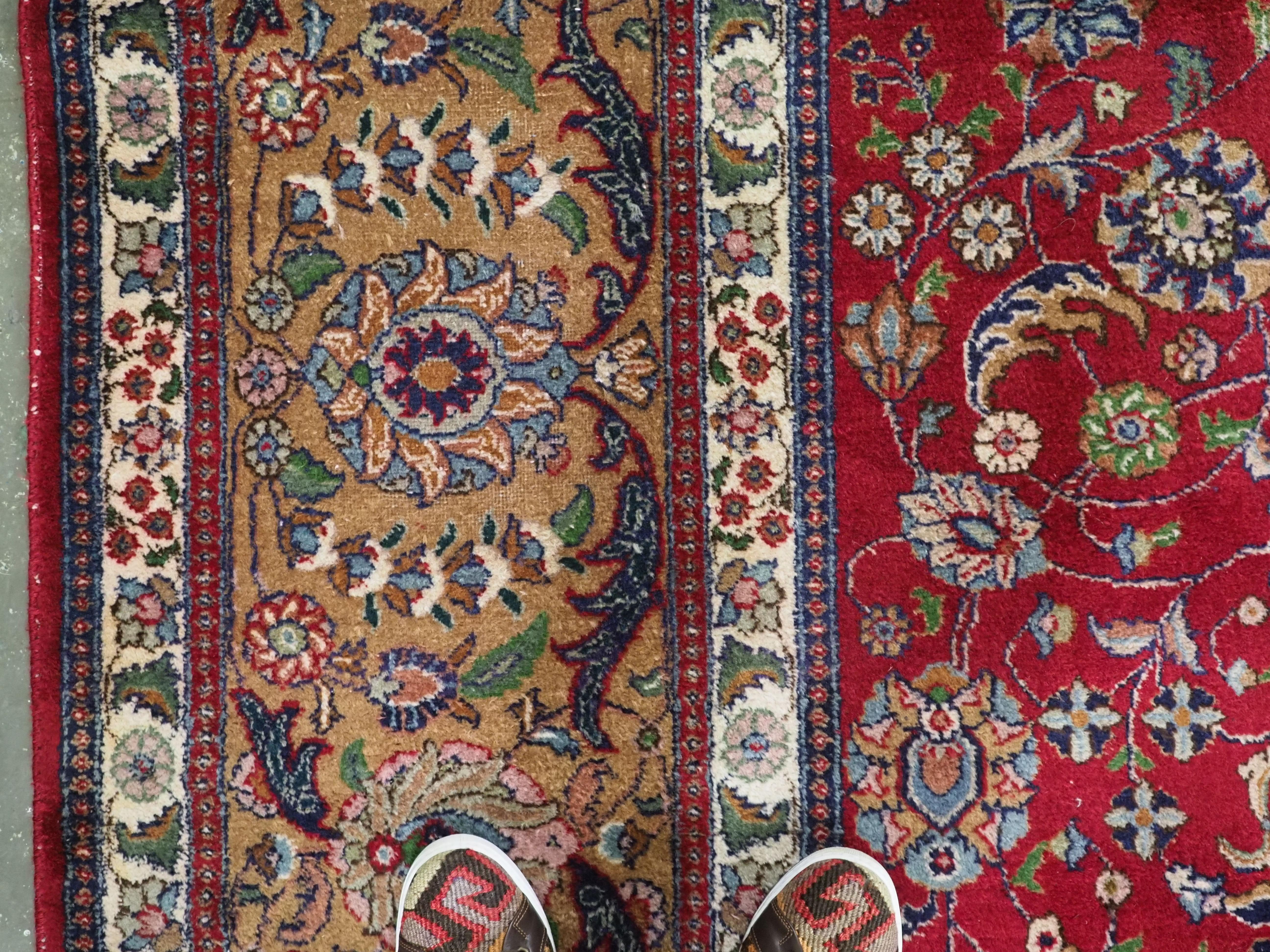 Vintage Tabriz carpet of traditional all over design in large room size. For Sale 1
