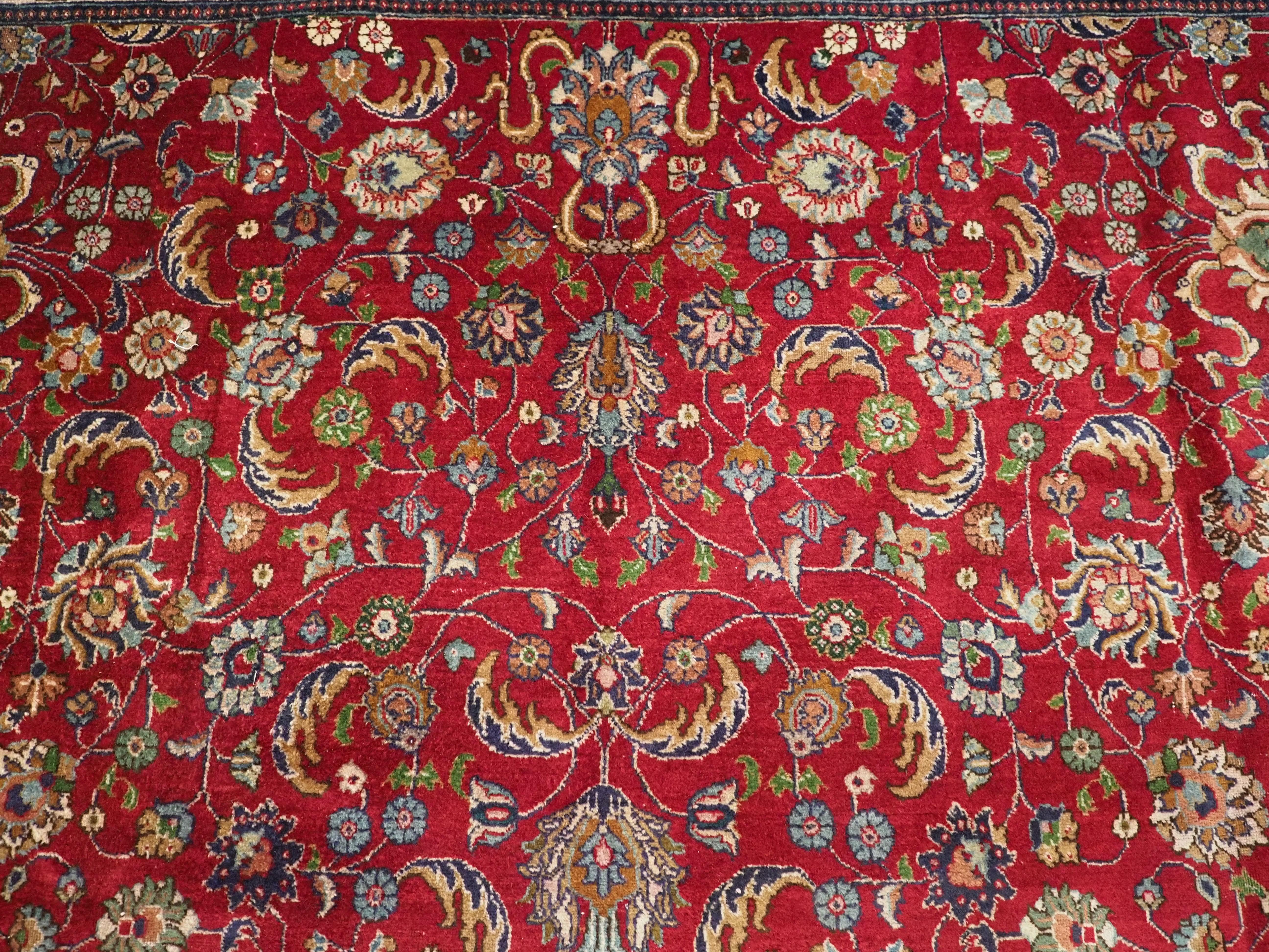 Vintage Tabriz carpet of traditional all over design in large room size. For Sale 3