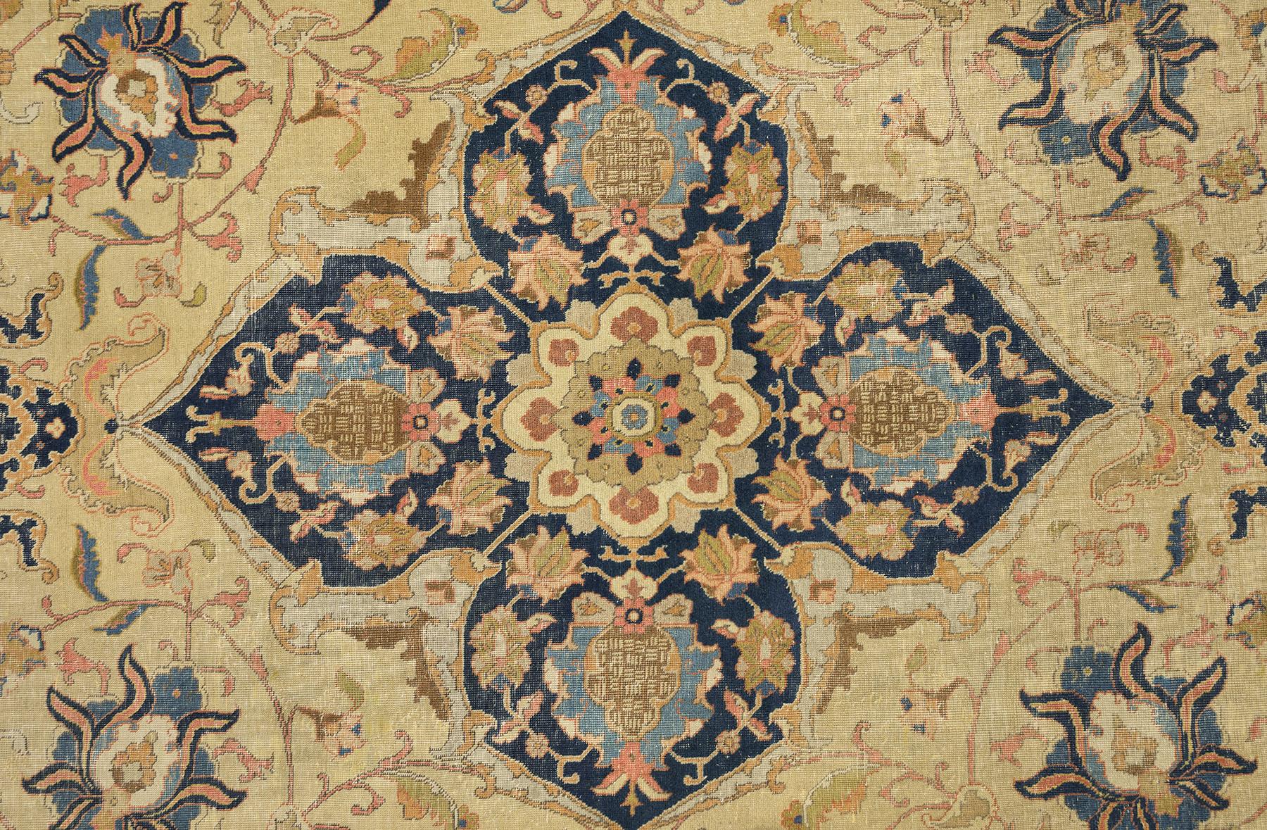 Vintage Tabriz (elfenbein-beige, marineblau, 11'4