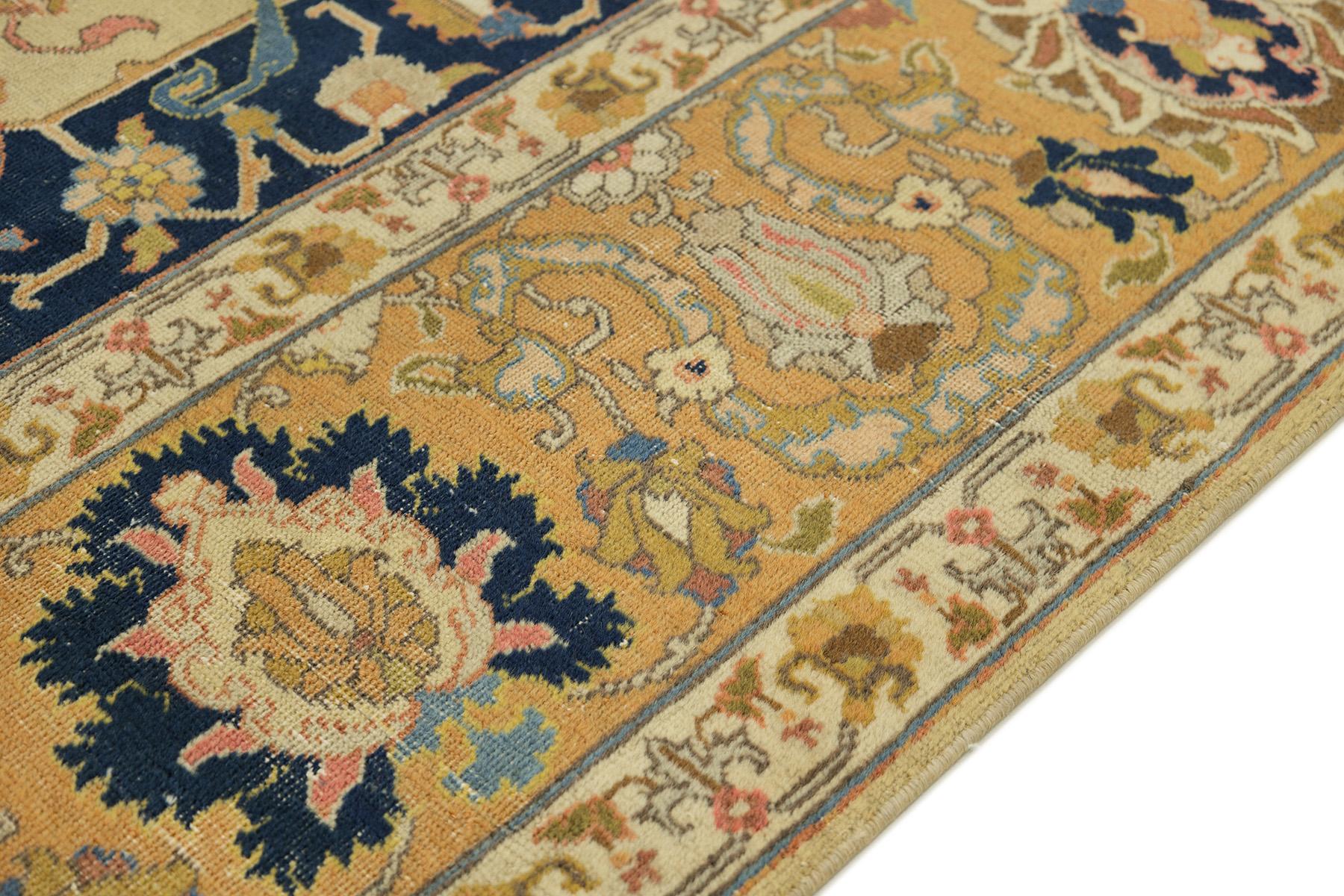 Vintage Tabriz (elfenbein-beige, marineblau, 11'4