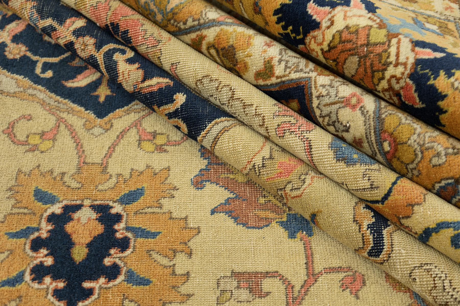 Vintage Tabriz (elfenbein-beige, marineblau, 11'4