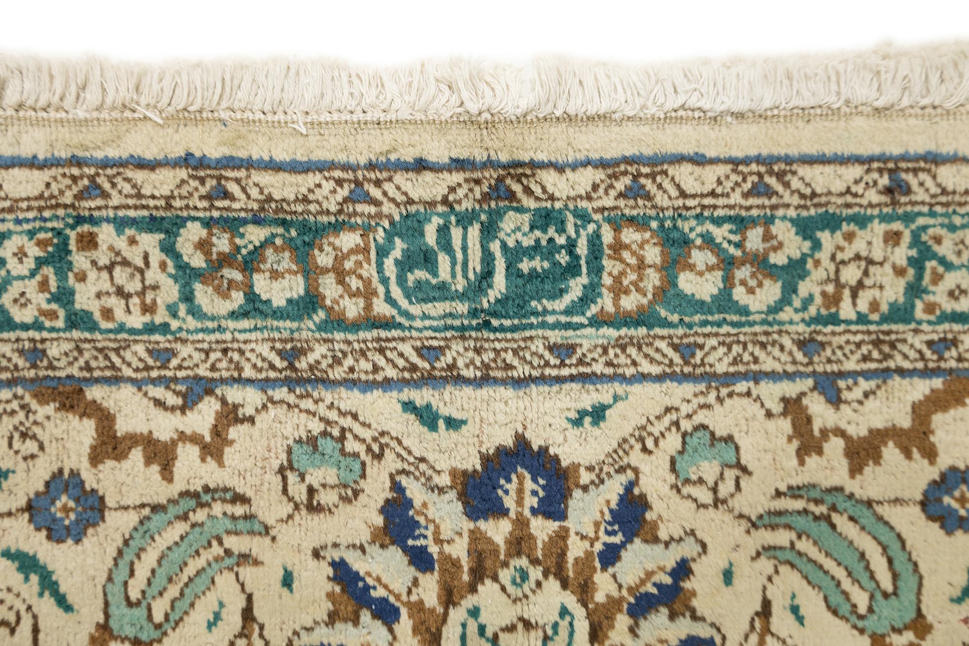 Inizio XX secolo Vintage Tabriz (avorio, azzurro, verde, marrone, 12'10