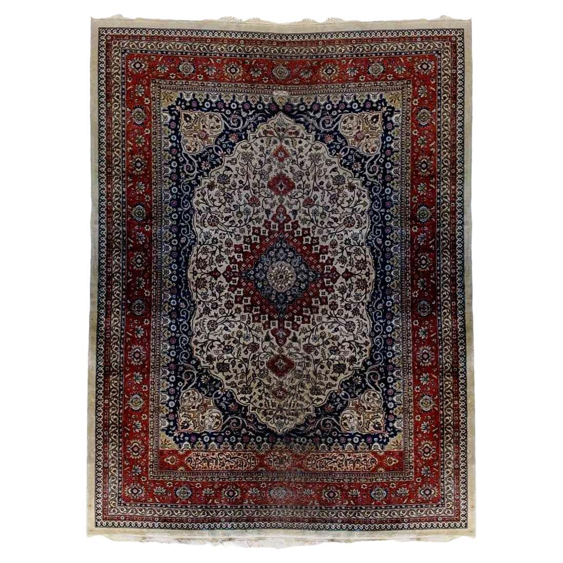 Tappeto Tabriz persiano d
epoca in lana orientale con cartello Farci C1940 in vendita