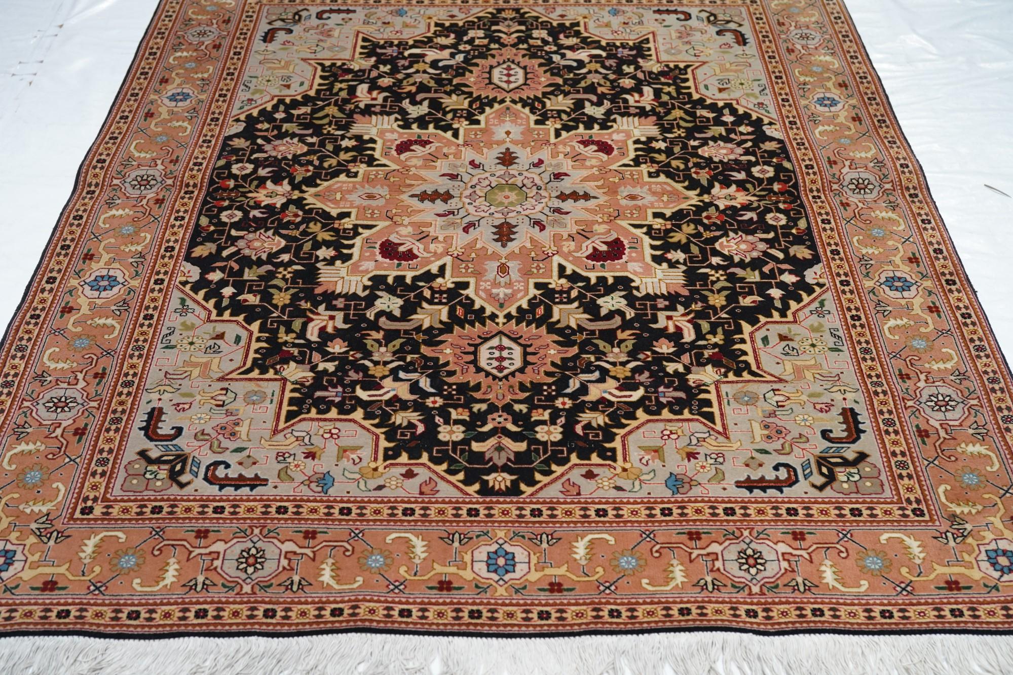 Fine XX secolo Tappeto persiano Tabriz in lana e seta estremamente pregiato 5'0