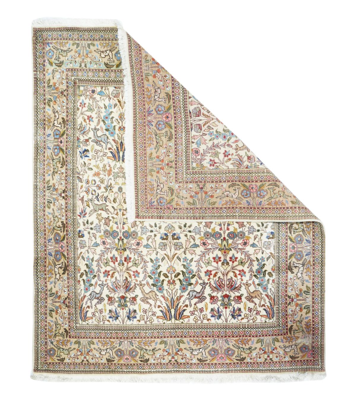 Vintage Tabriz rug measures: 6'7'' x 7'9''.