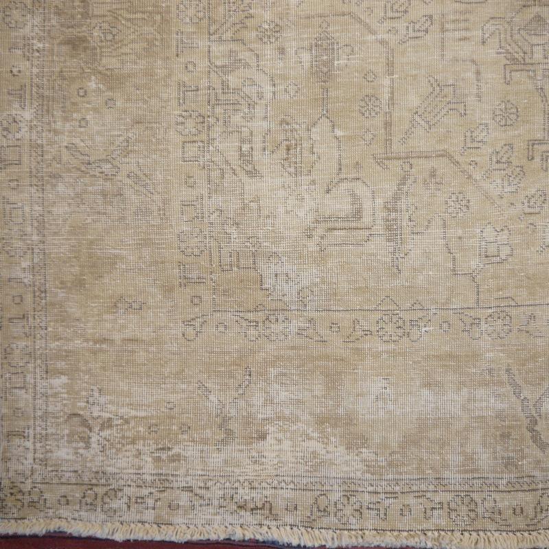 Vintage Tabriz Rug Classic Rug Muted Gray Beige Brown Hand Knotted Neutral For Sale 4