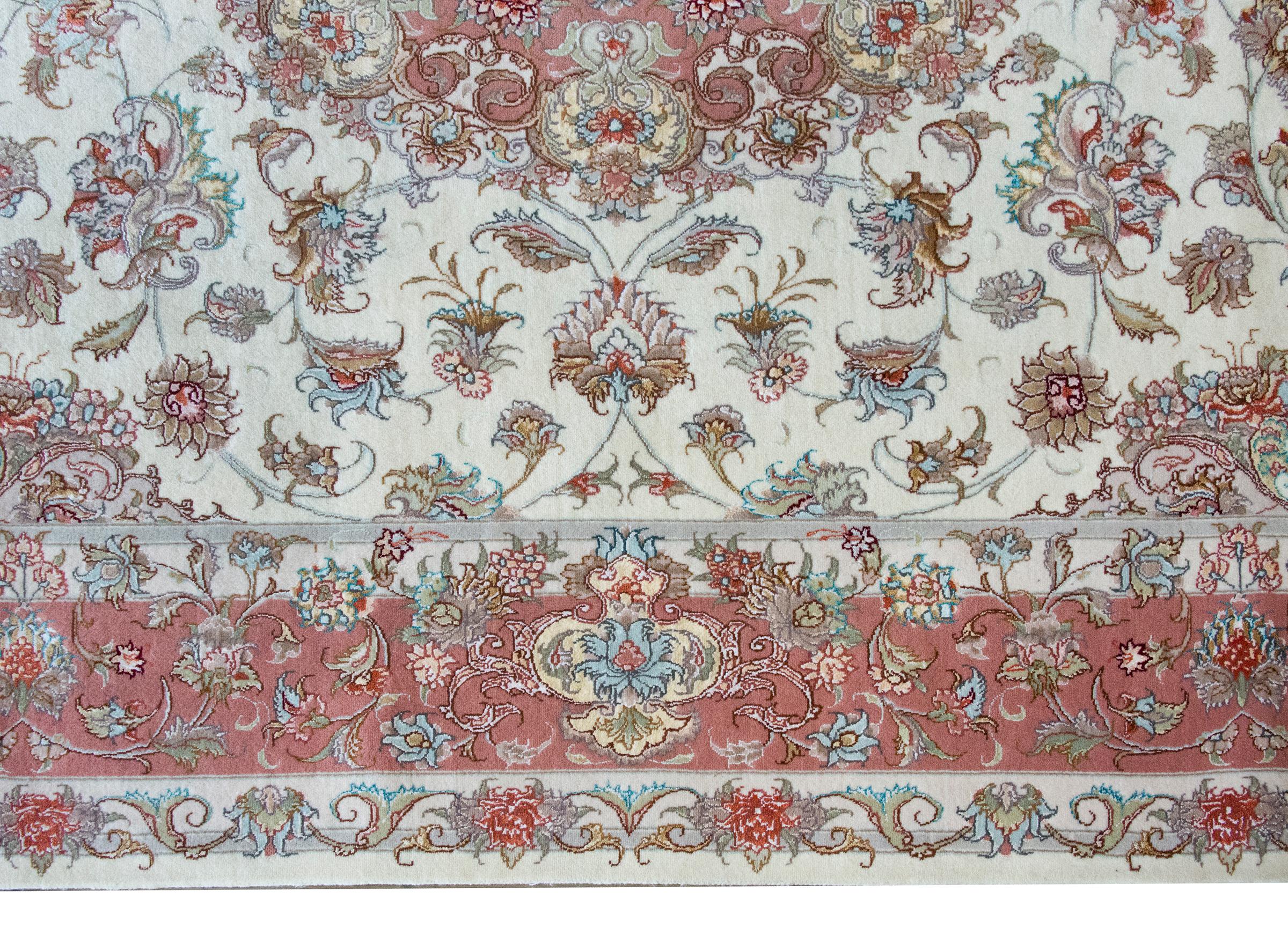 Annodato a mano Tappeto Tabriz vintage in vendita