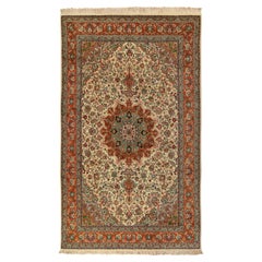 Vintage Tabriz Rug in Beige, Blue & Green Medallion Pattern by Rug & Kilim