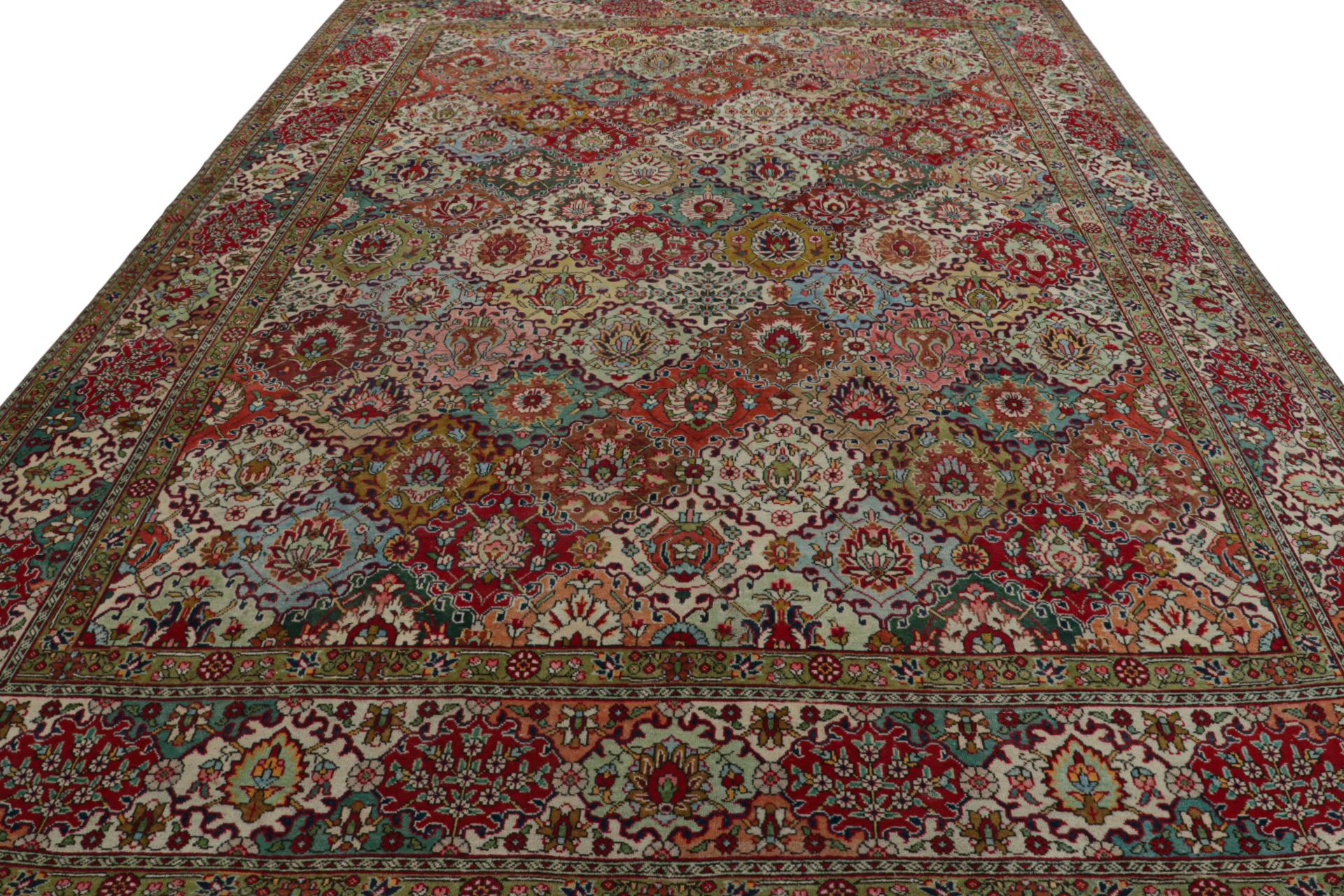 Persian Vintage Tabriz rug in Polychromatic Floral Patterns by Rug & Kilim For Sale