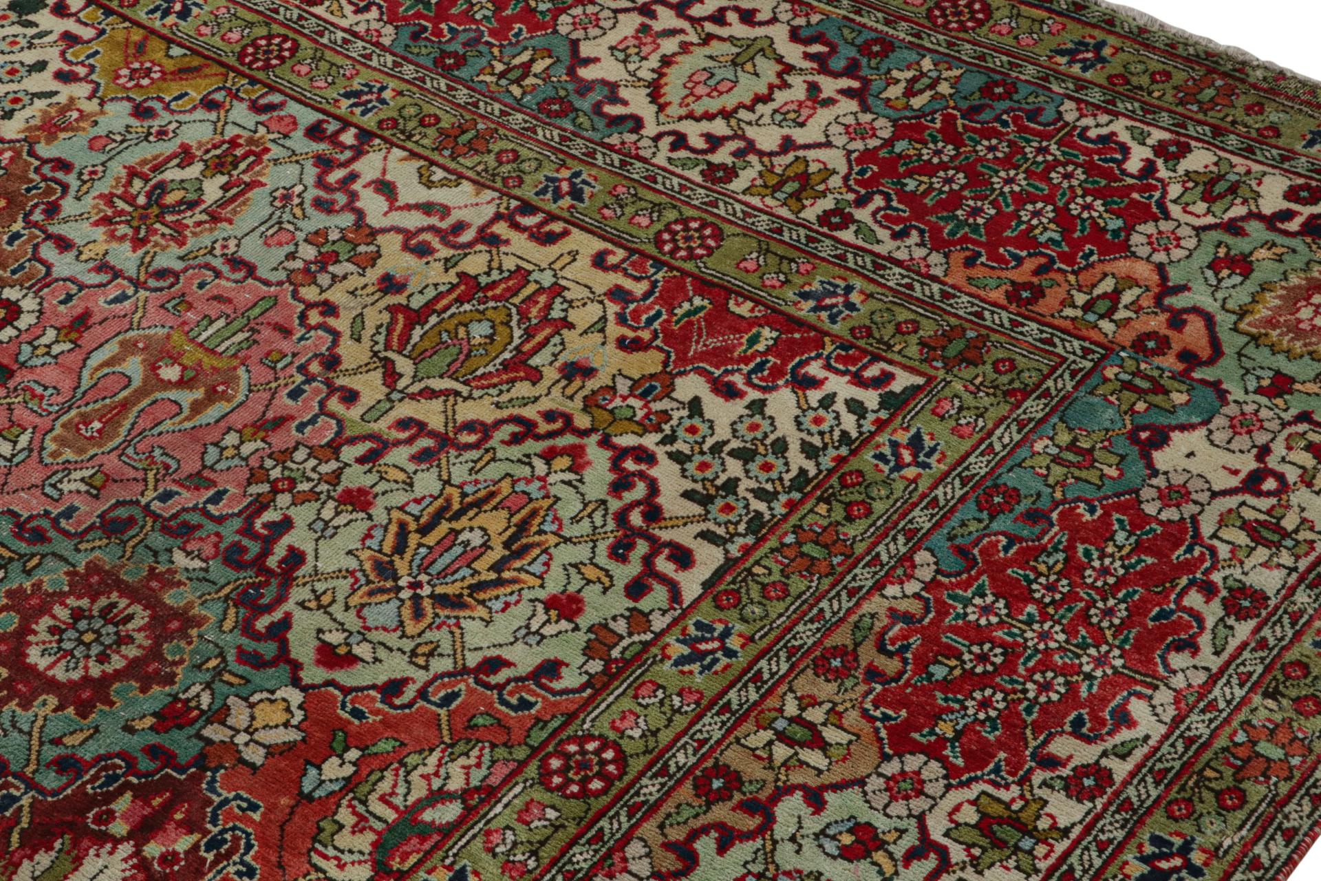Vintage Tabriz rug in Polychromatic Floral Patterns by Rug & Kilim In Good Condition For Sale In Long Island City, NY