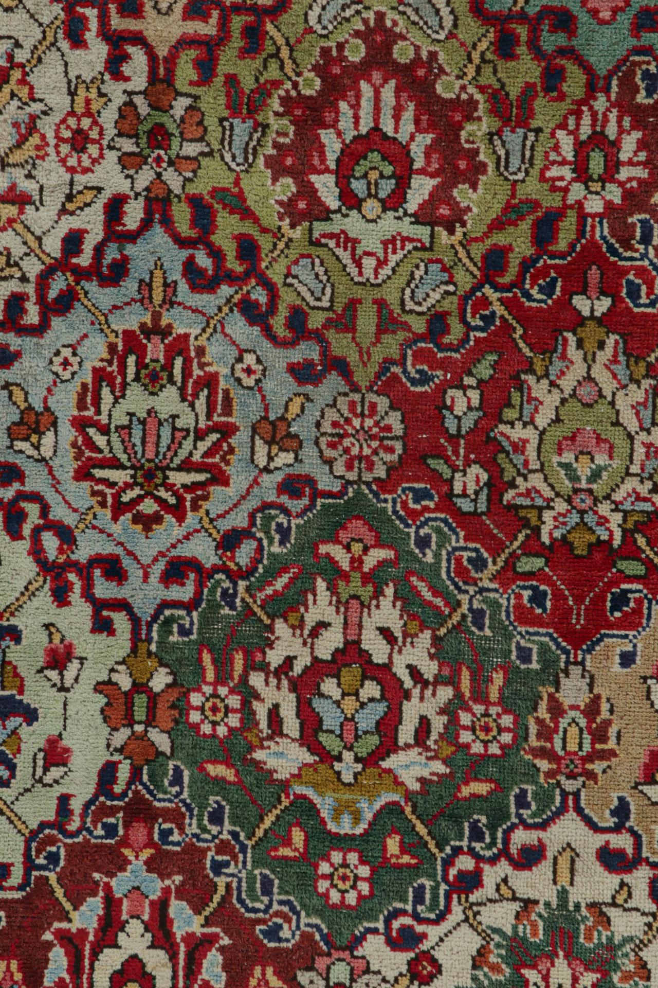 Late 20th Century Vintage Tabriz rug in Polychromatic Floral Patterns by Rug & Kilim For Sale