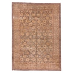 Tappeto Tabriz vintage persiano con motivo Herati a tutto campo nei toni della terra