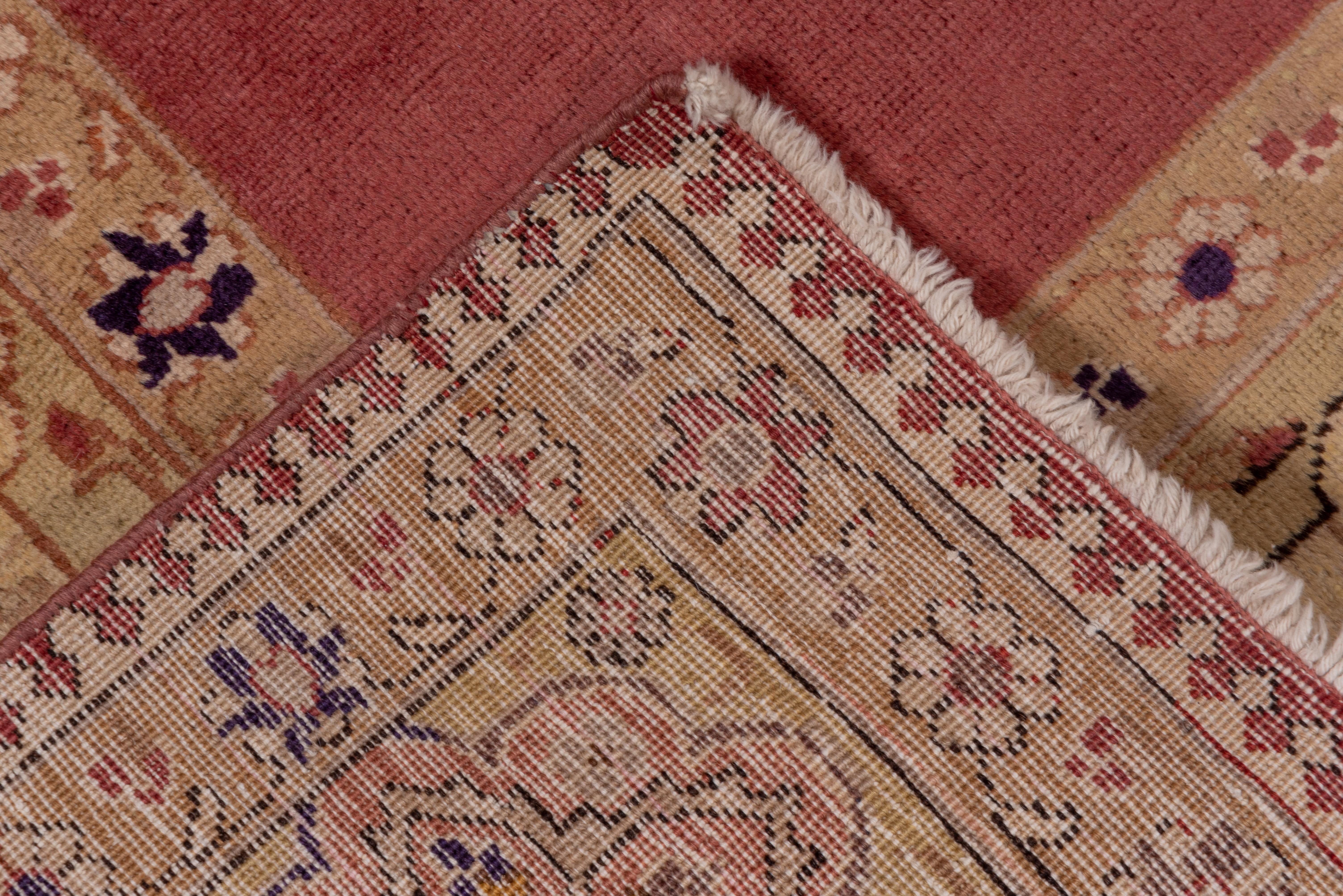 Vintage Tabriz Rug Rose Field with Floral Border In Good Condition For Sale In New York, NY