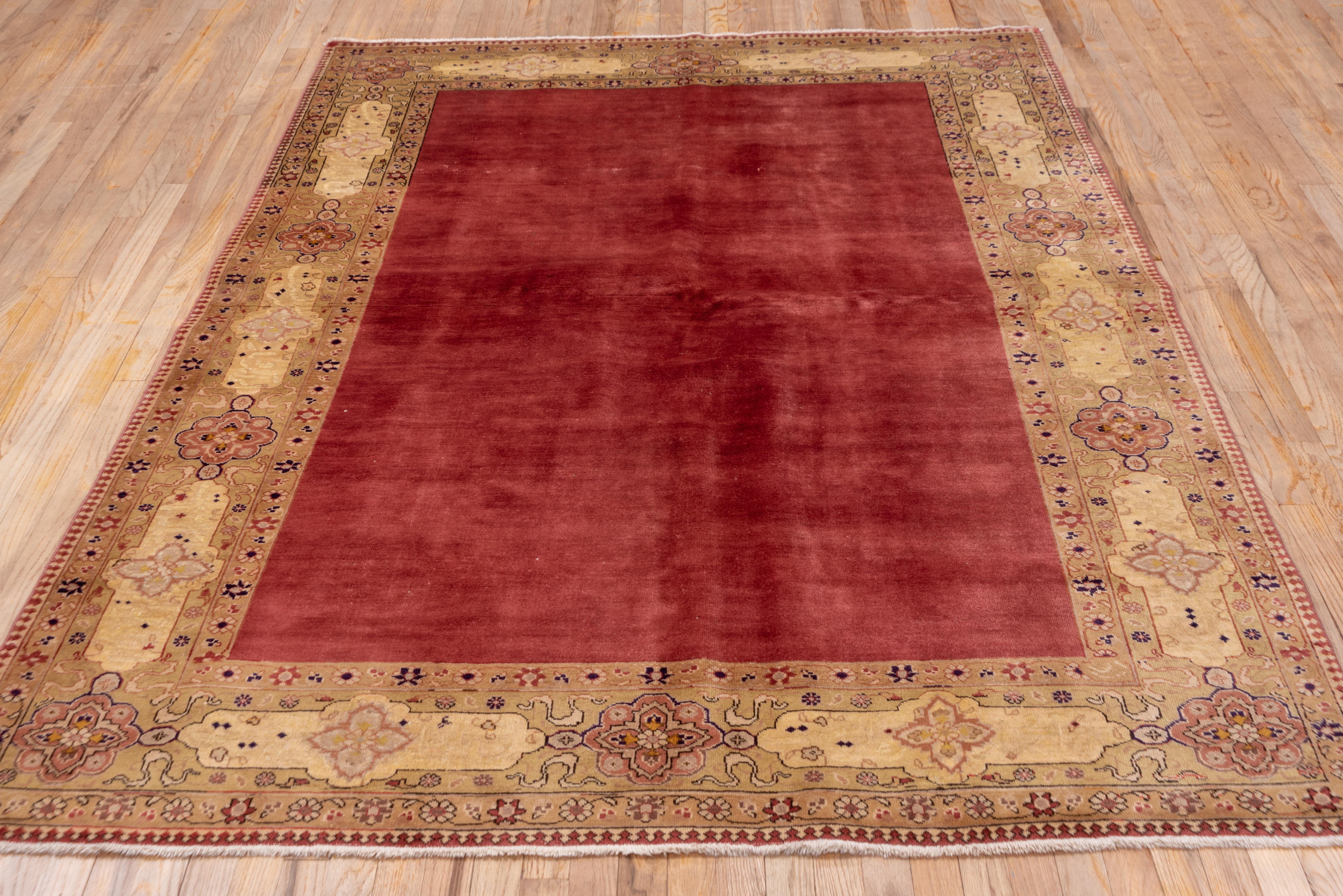 Wool Vintage Tabriz Rug Rose Field with Floral Border For Sale