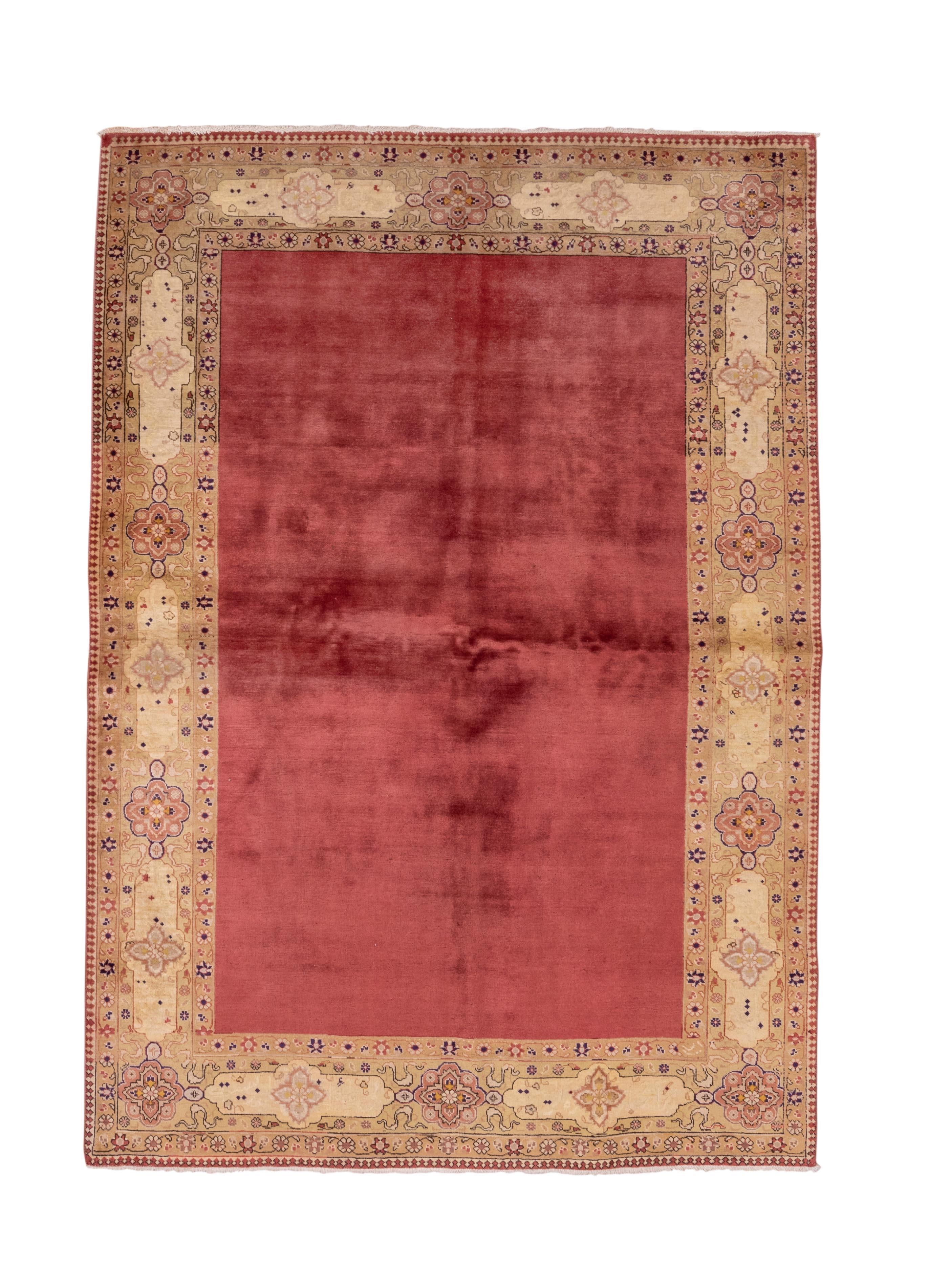Vintage Tabriz Rug Rose Field with Floral Border For Sale