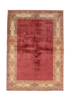 Vintage Tabriz Rug Rose Field with Floral Border
