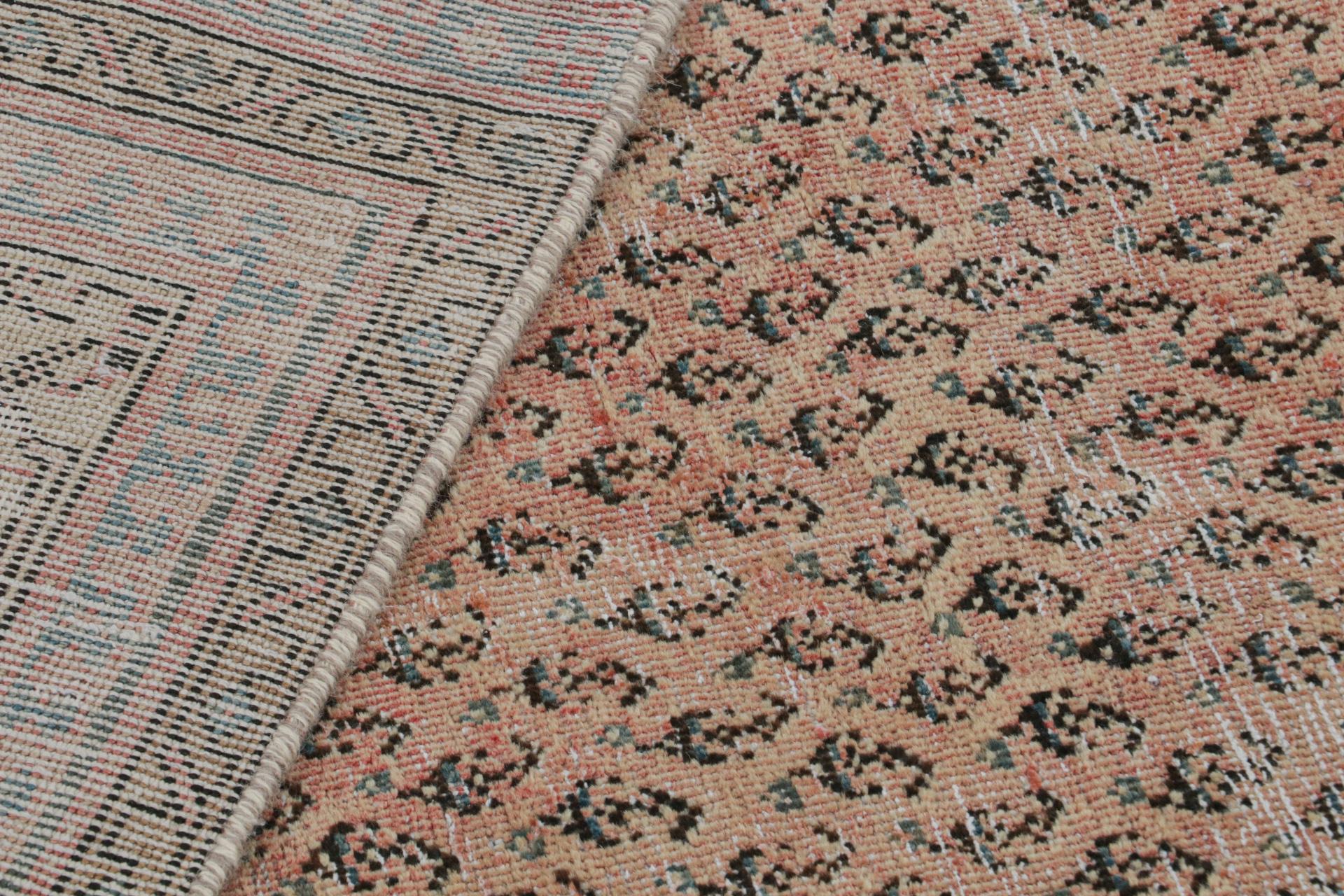 Wool Vintage Tabriz rug with Beige, Brown and Blue Patterns by Rug & Kilim For Sale