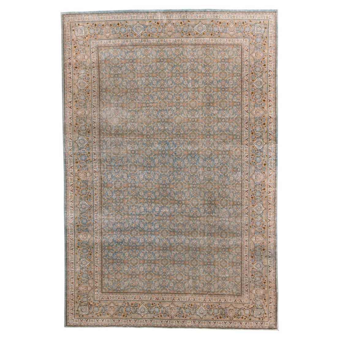 Vintage Tabriz Rug with Light Blue Field and Herati Design