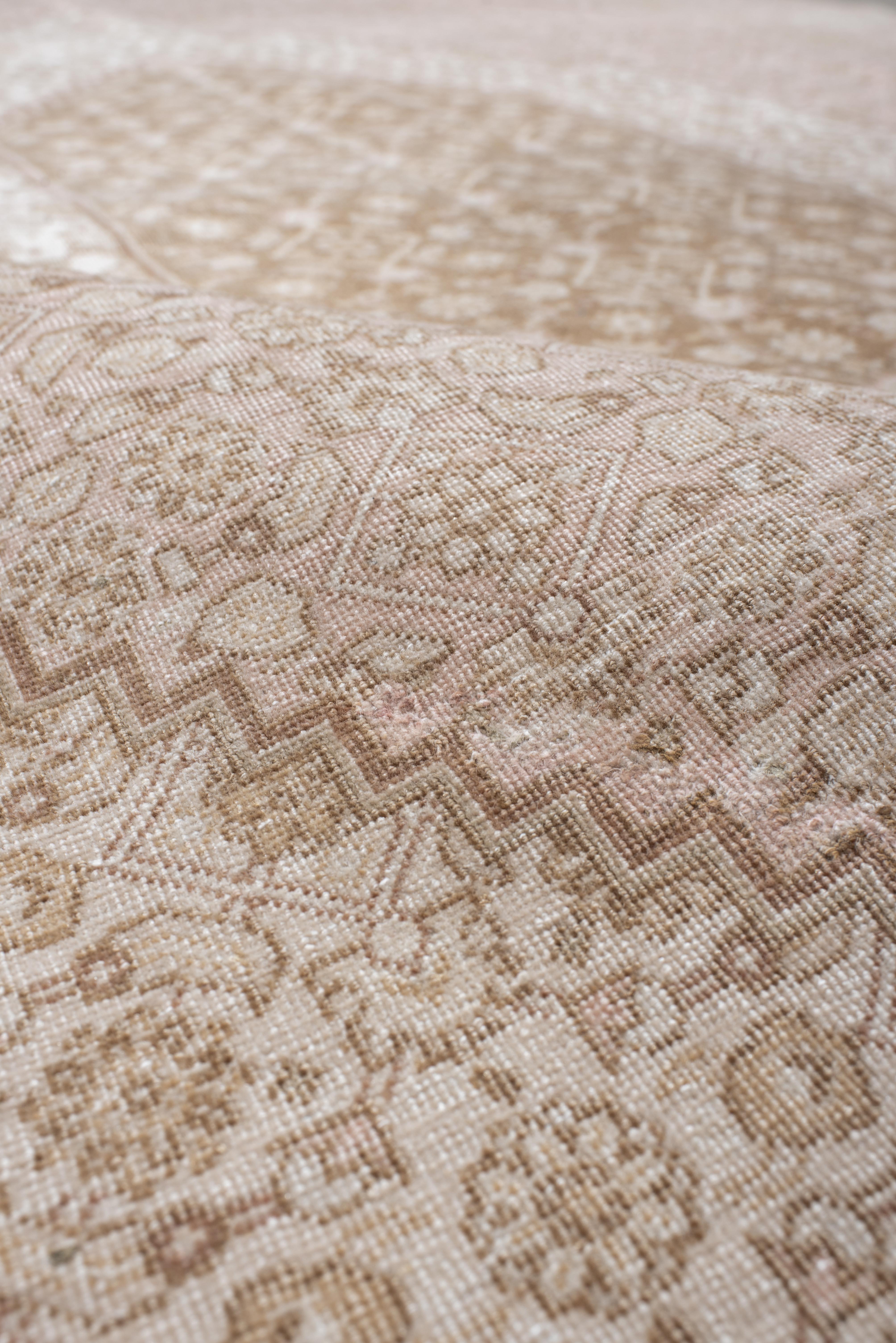 Alfombra Tabriz Vintage con Campo Blush Suave y Medallón Floral Marfil siglo XX en venta
