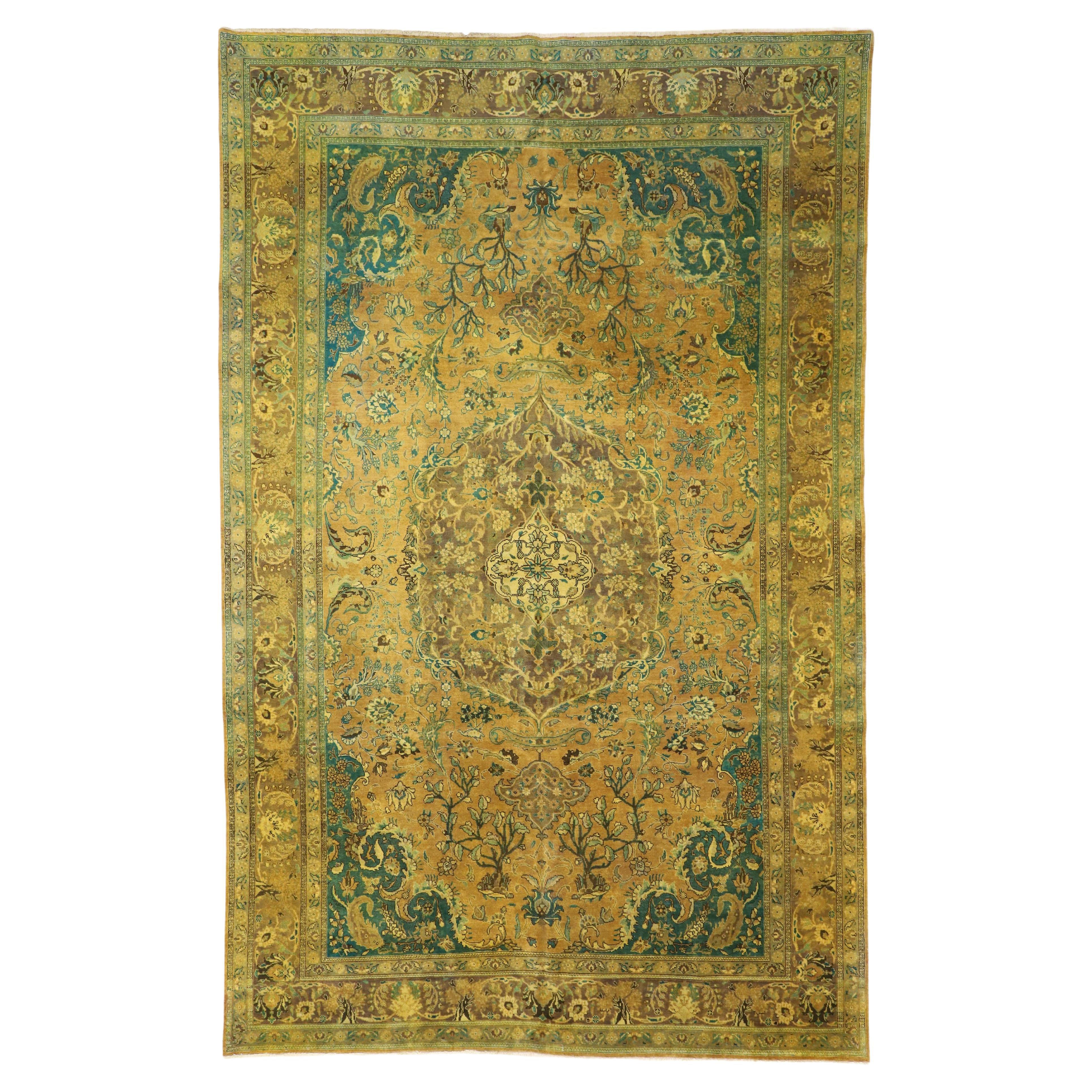Persischer Täbris-Teppich im Vintage-Stil, 10'00 X 15'09