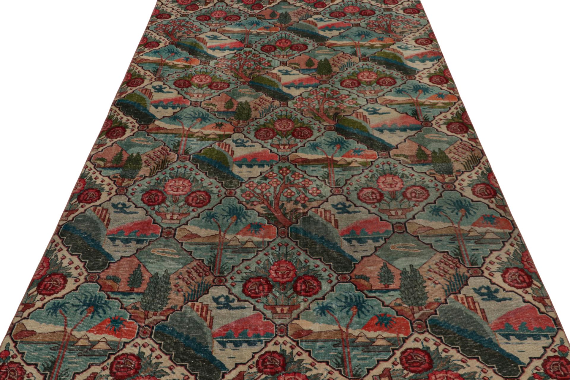 Turkish Vintage Tabriz Style Rug with Geometric Patterns and Pictorials from Rug & Kilim