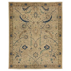 Tappeto vintage in lana in stile Tabriz - Design persiano neutro con accenti indaco