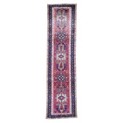 Vintage Tabriz with Karajeh Design Pure Wool Wide Runner Hand Knotted Oriental R